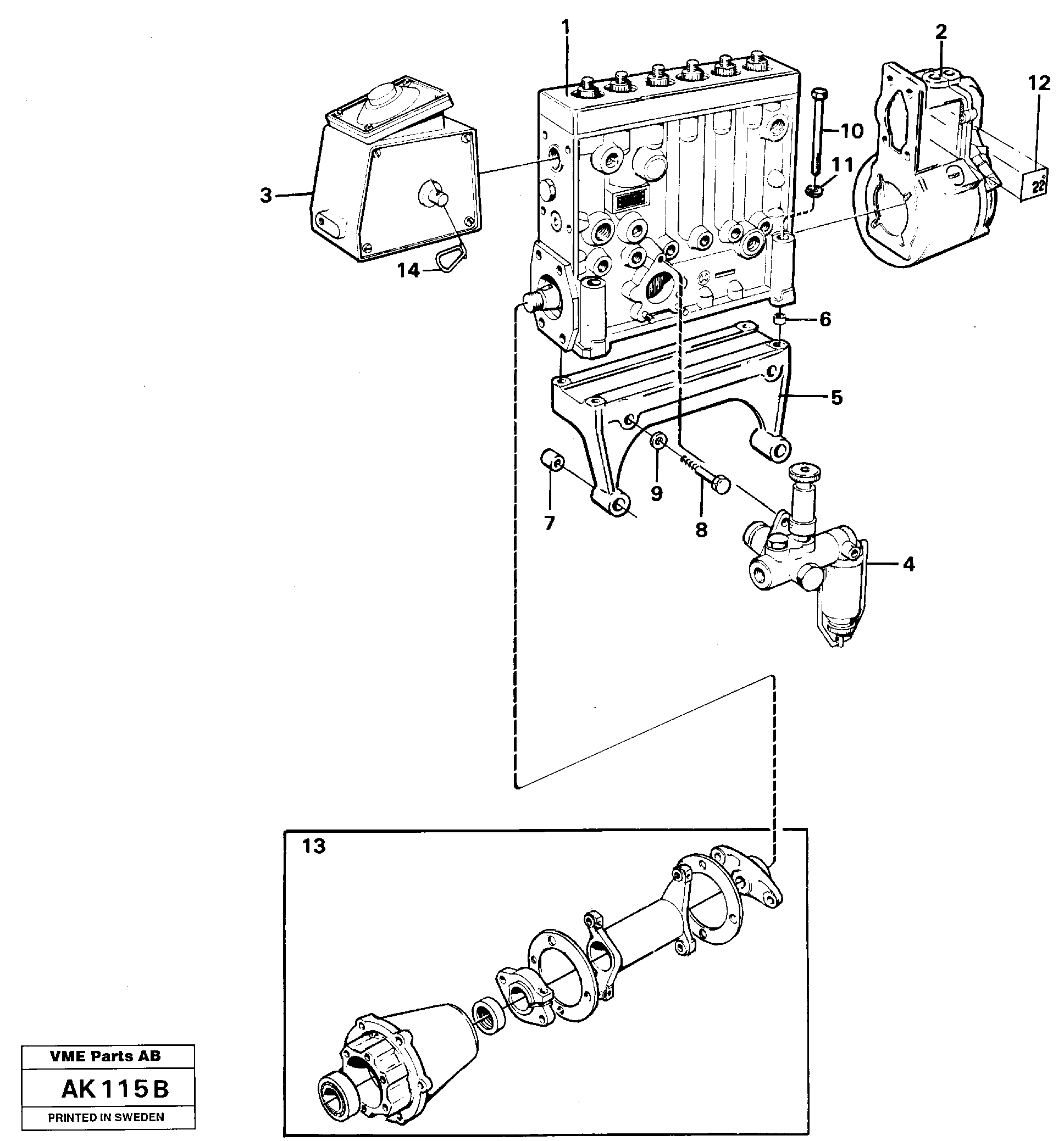 Injection pump with drive — volvo parts diagram