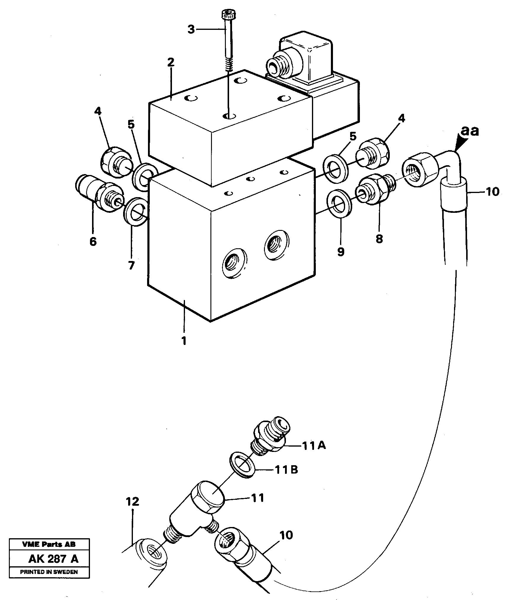 Differential lock, hydraulic line.  STD,   USA,   33808,   33809 — volvo parts diagram