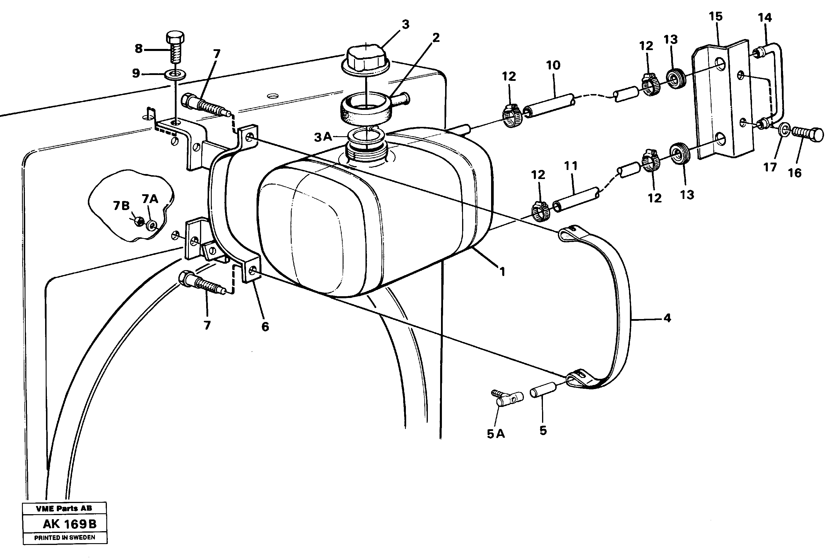 Expansion tank with fitting parts — volvo parts diagram