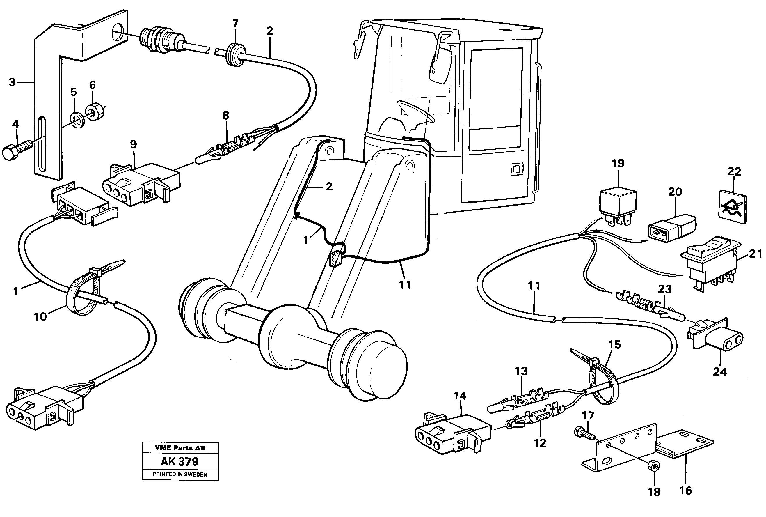 Cable harness, automatic float position.  92568 — volvo parts diagram