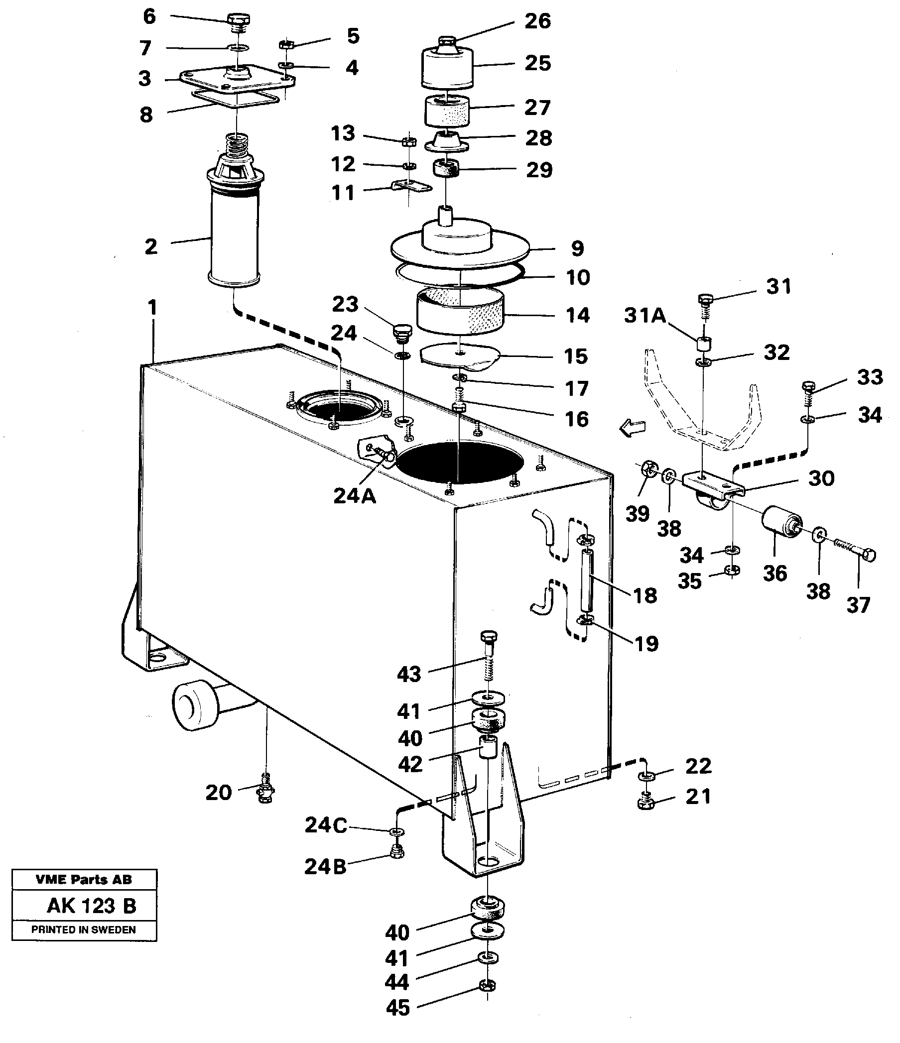 Hydraulic oil tank — volvo parts diagram