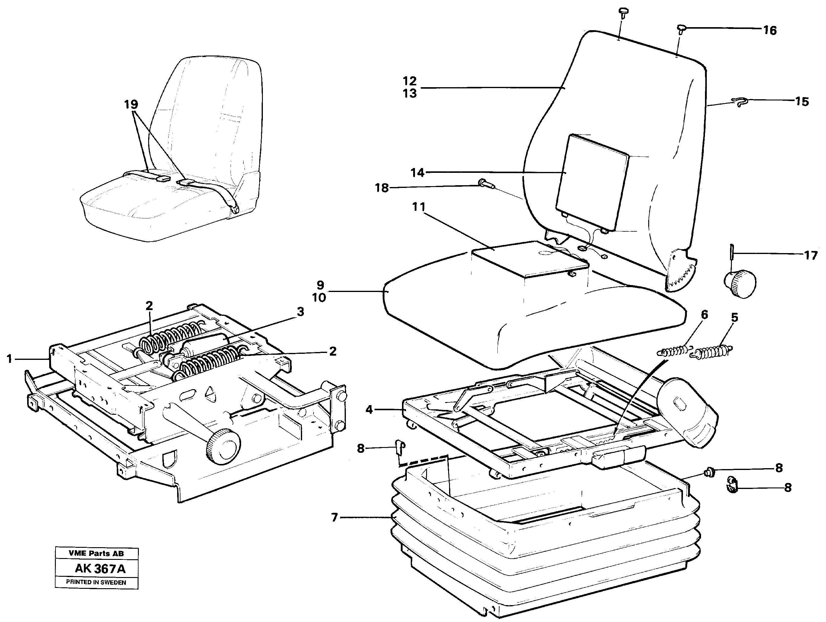 Driver's seat.  USA,   91950 SER NO 9011 - ,   92403,   94901,   94903 — volvo parts diagram