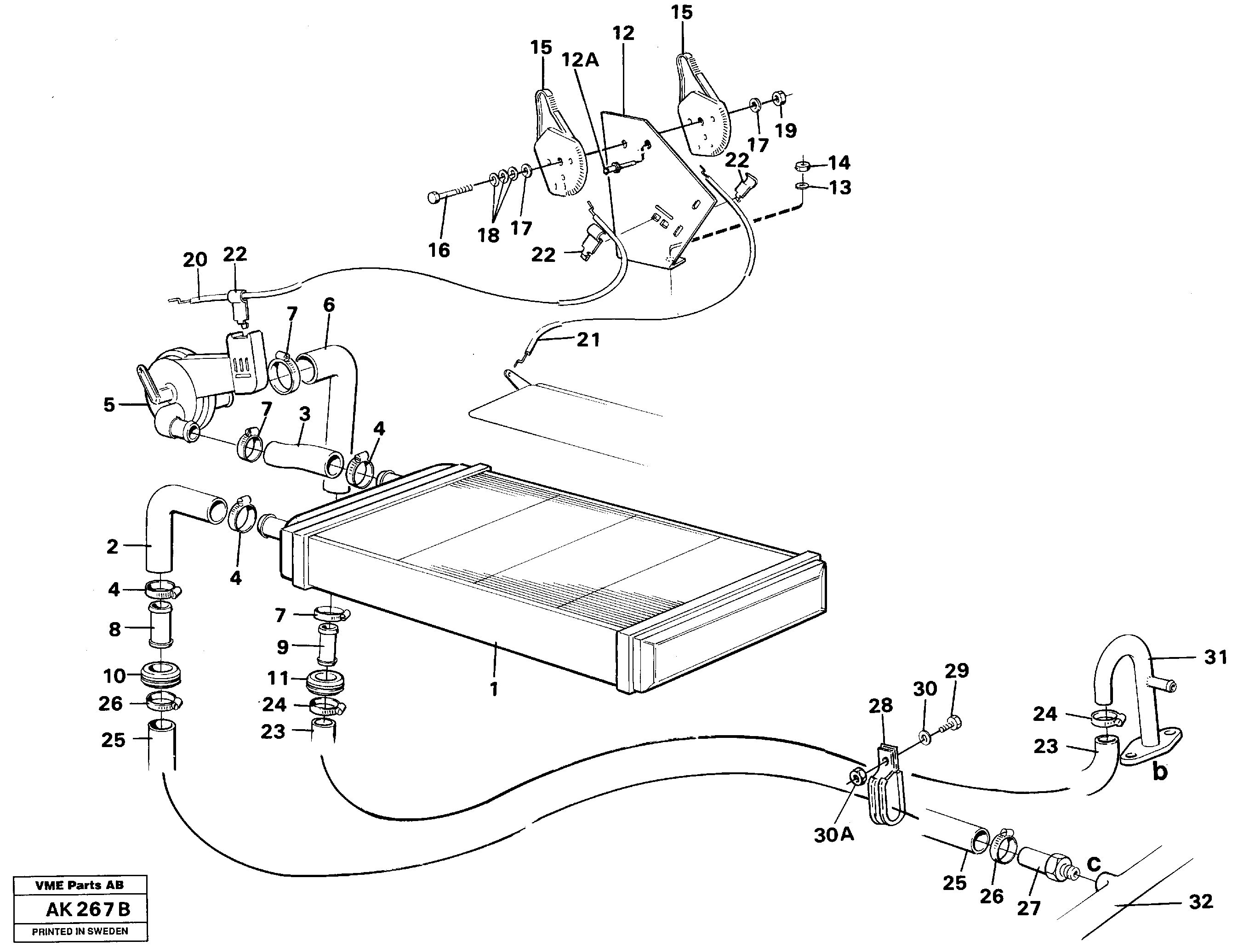 Radiator and control — volvo parts diagram