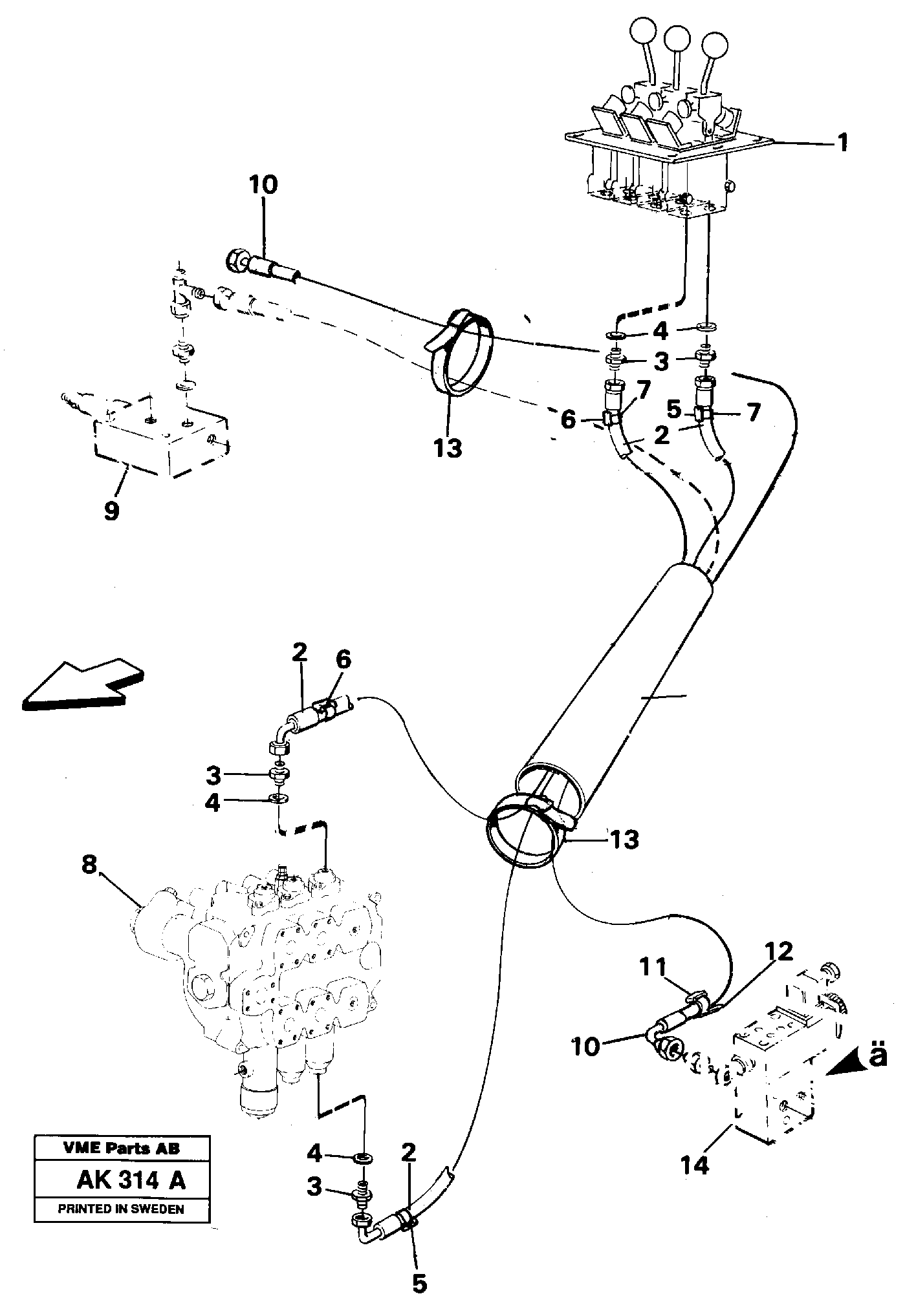 Hose for 3rd function and attachment lock.  92250 — volvo parts diagram