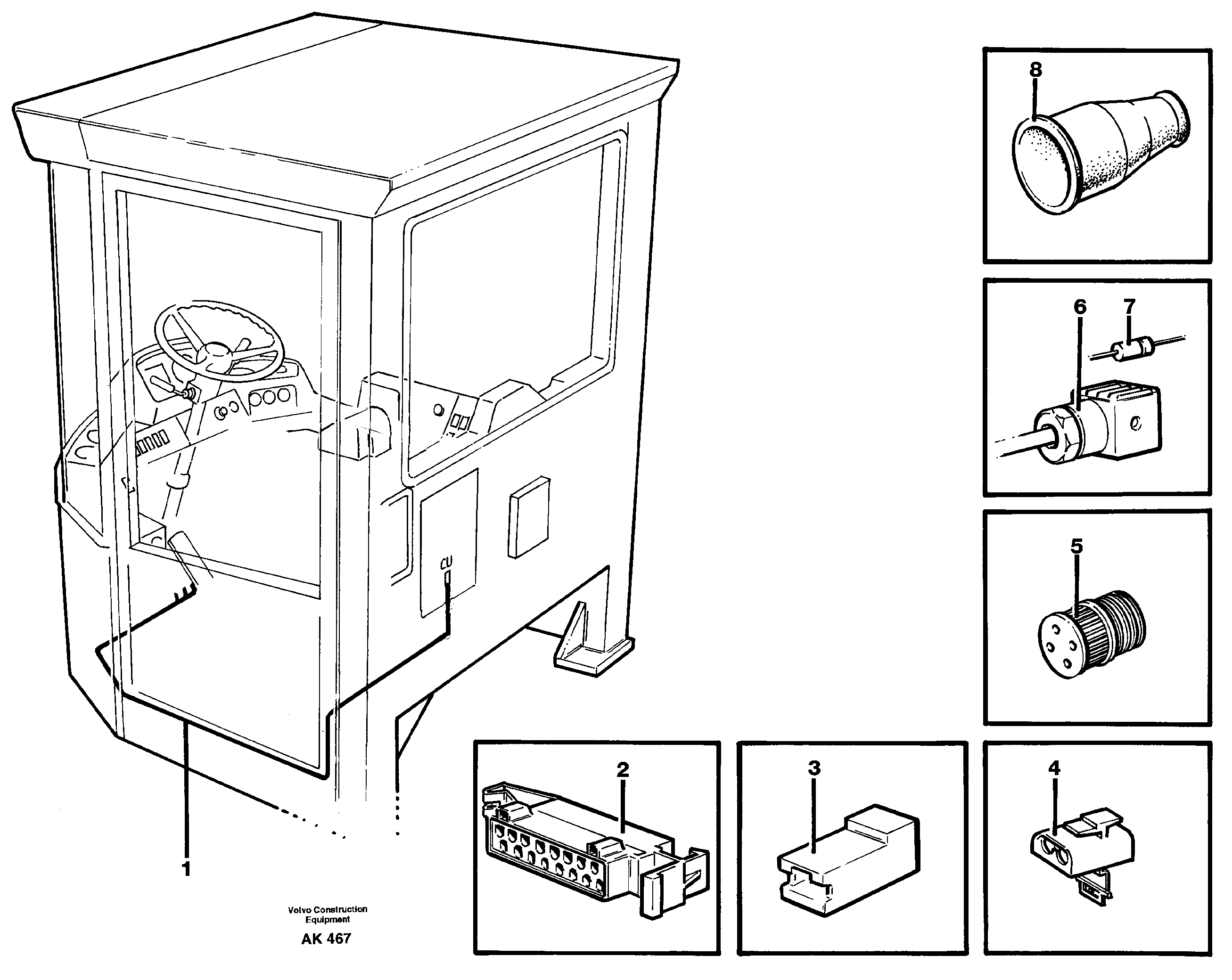 Cable harnesses, cab — volvo parts diagram