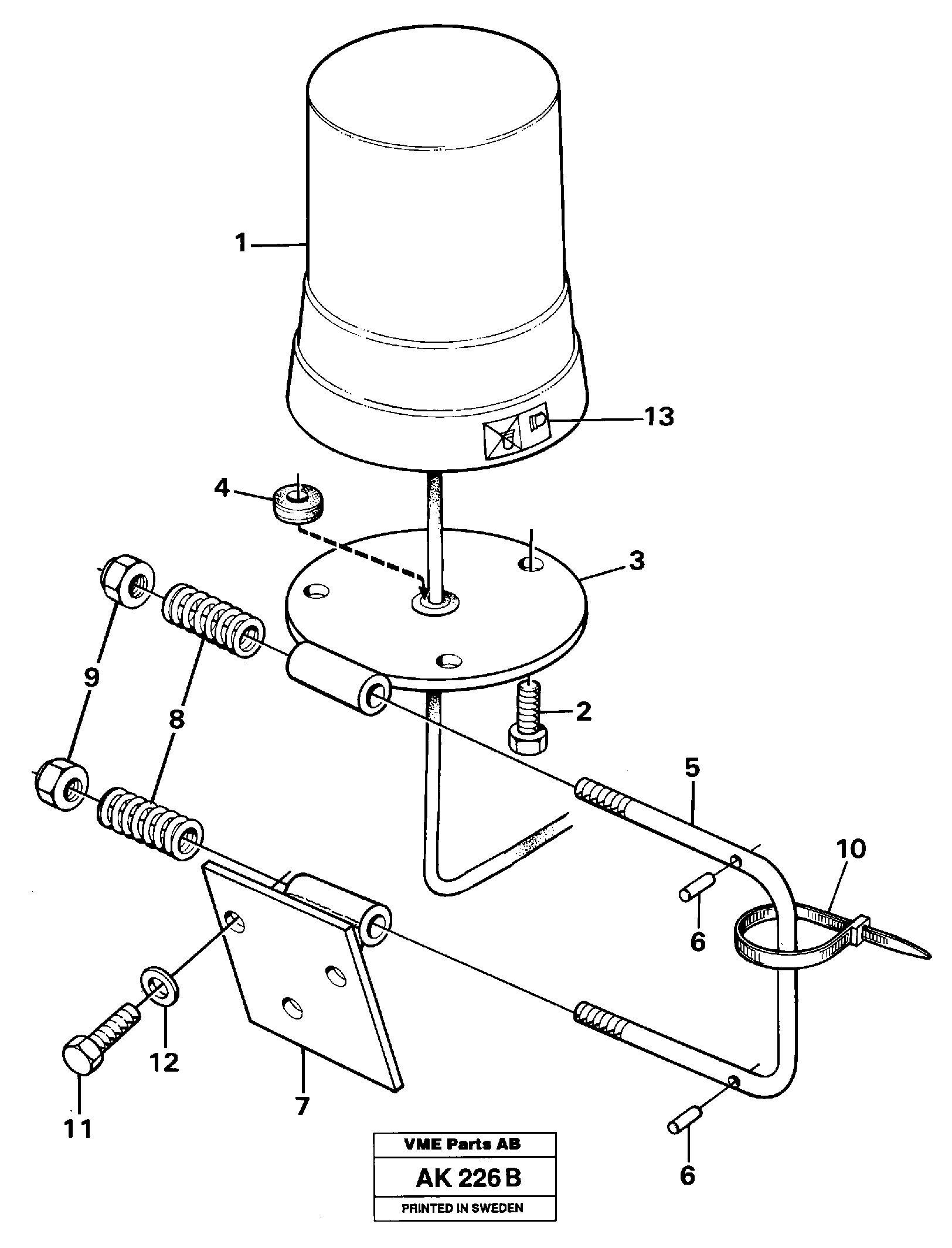 Revolving warning light.  91896 — volvo parts diagram