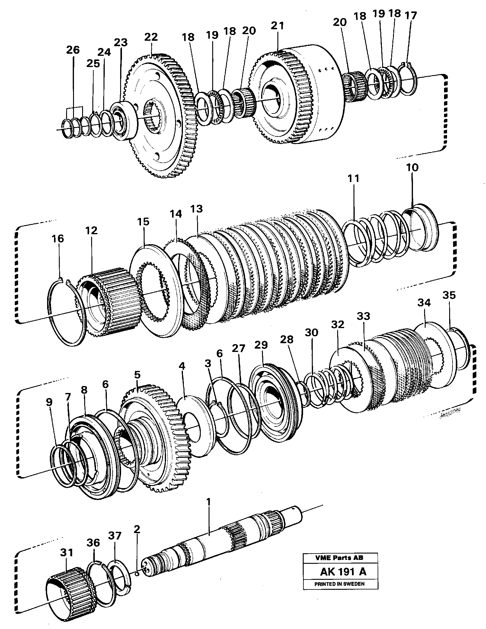 Hydraulic clutch, reverse / 2nd speed. — volvo parts diagram