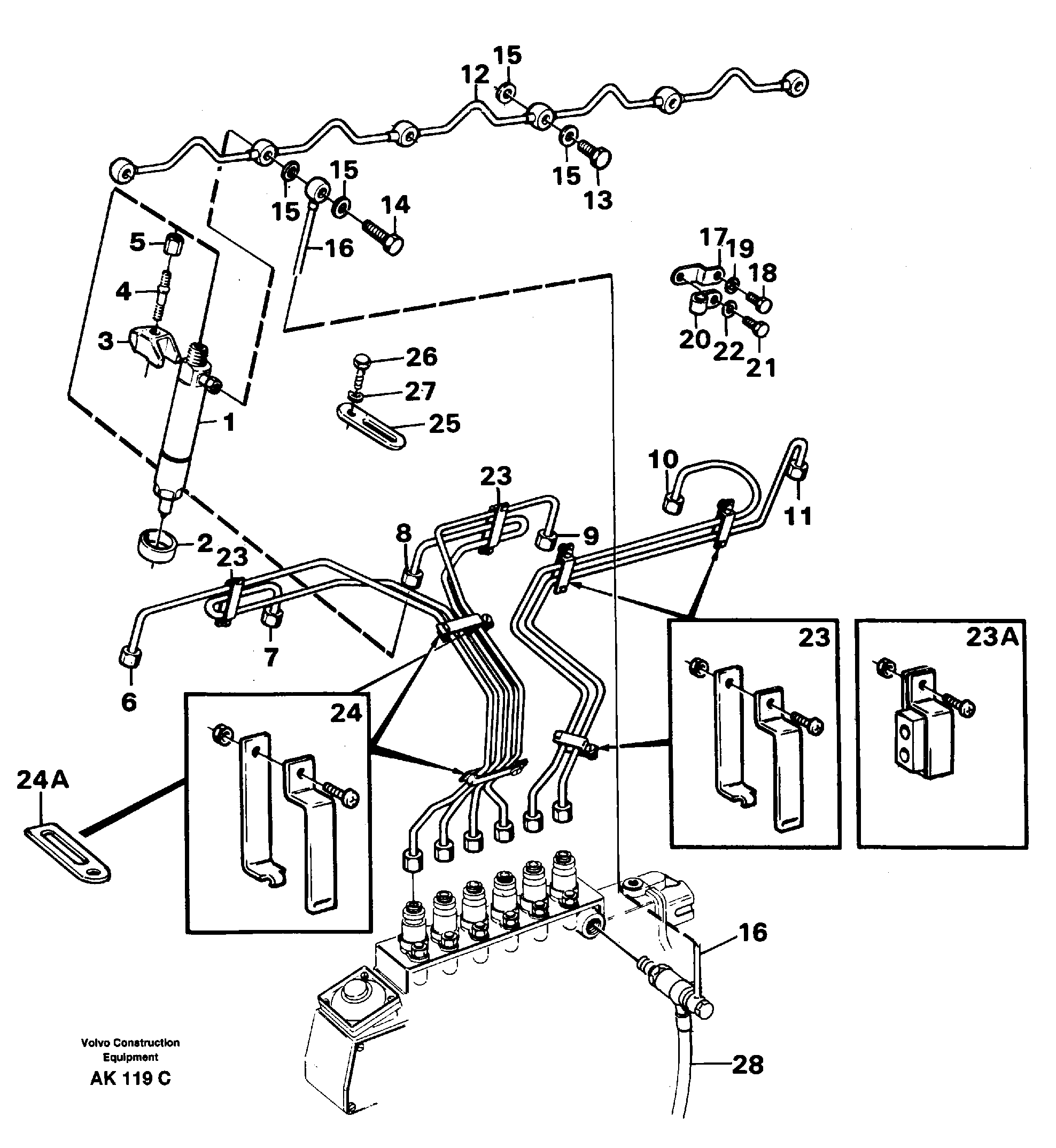 Fuel lines, injectors — volvo parts diagram