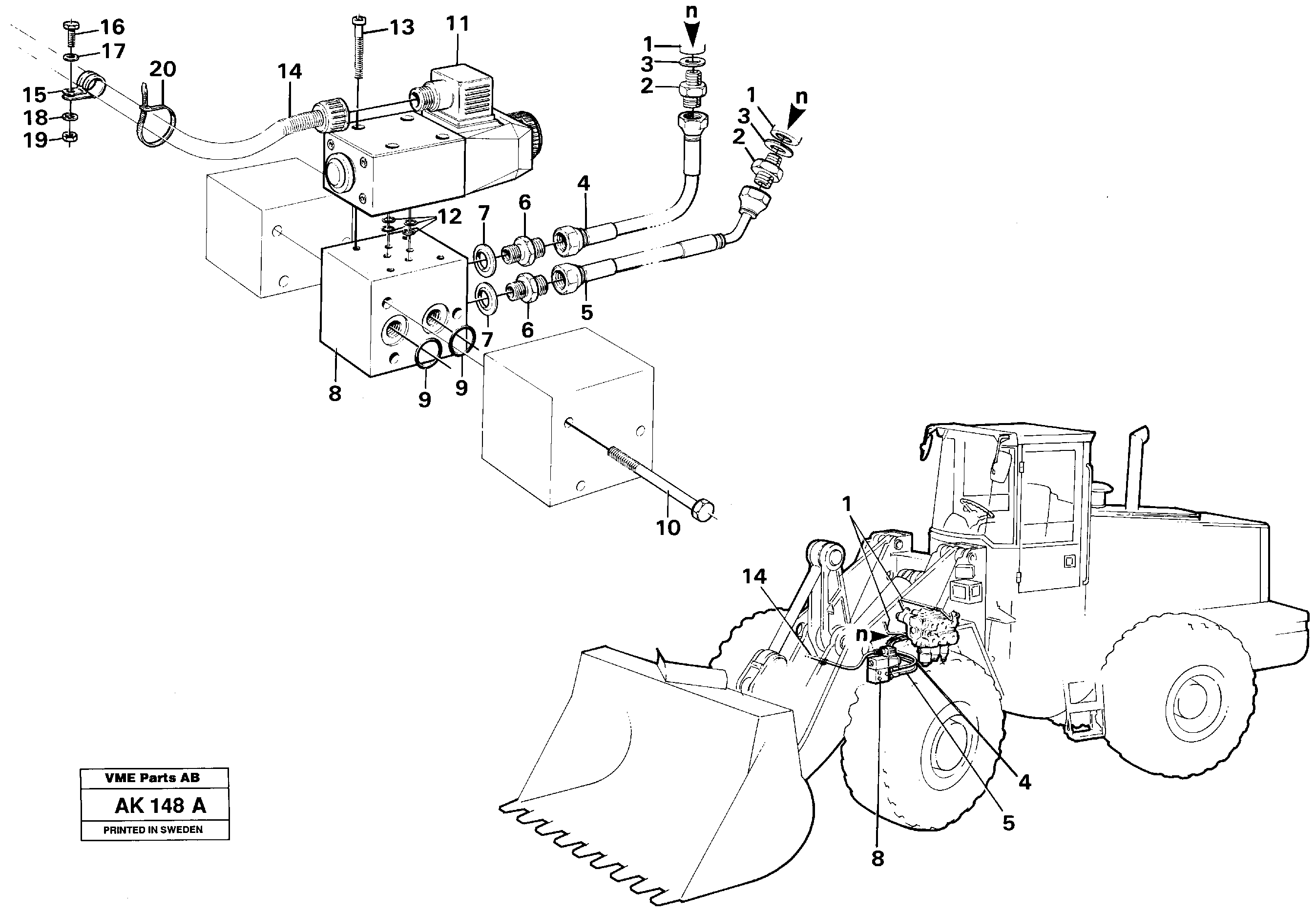 Hydraulic system, 3:rd function, pressure draining.  91728 — volvo parts diagram