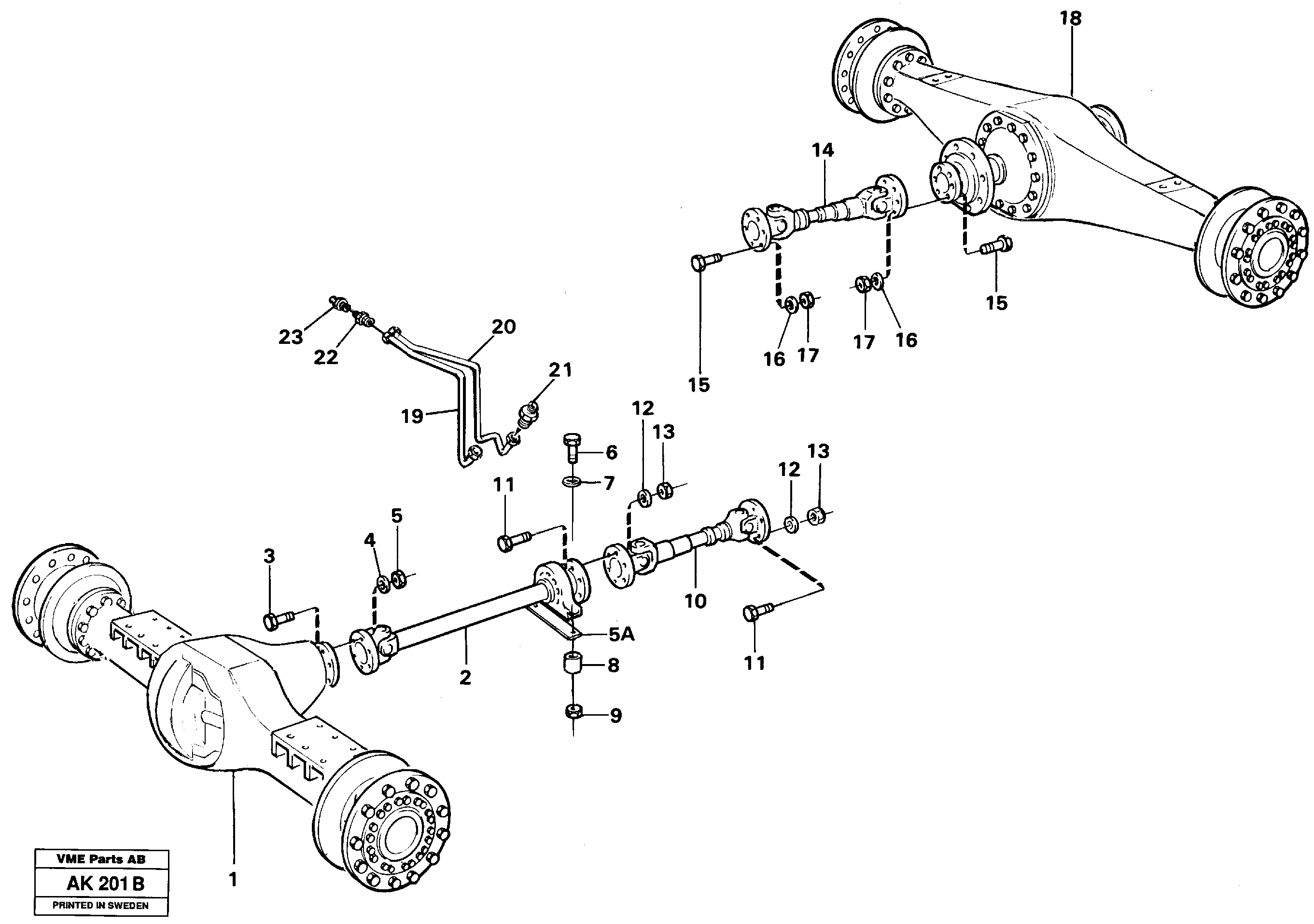 Propeller shafts with fitting parts — volvo parts diagram
