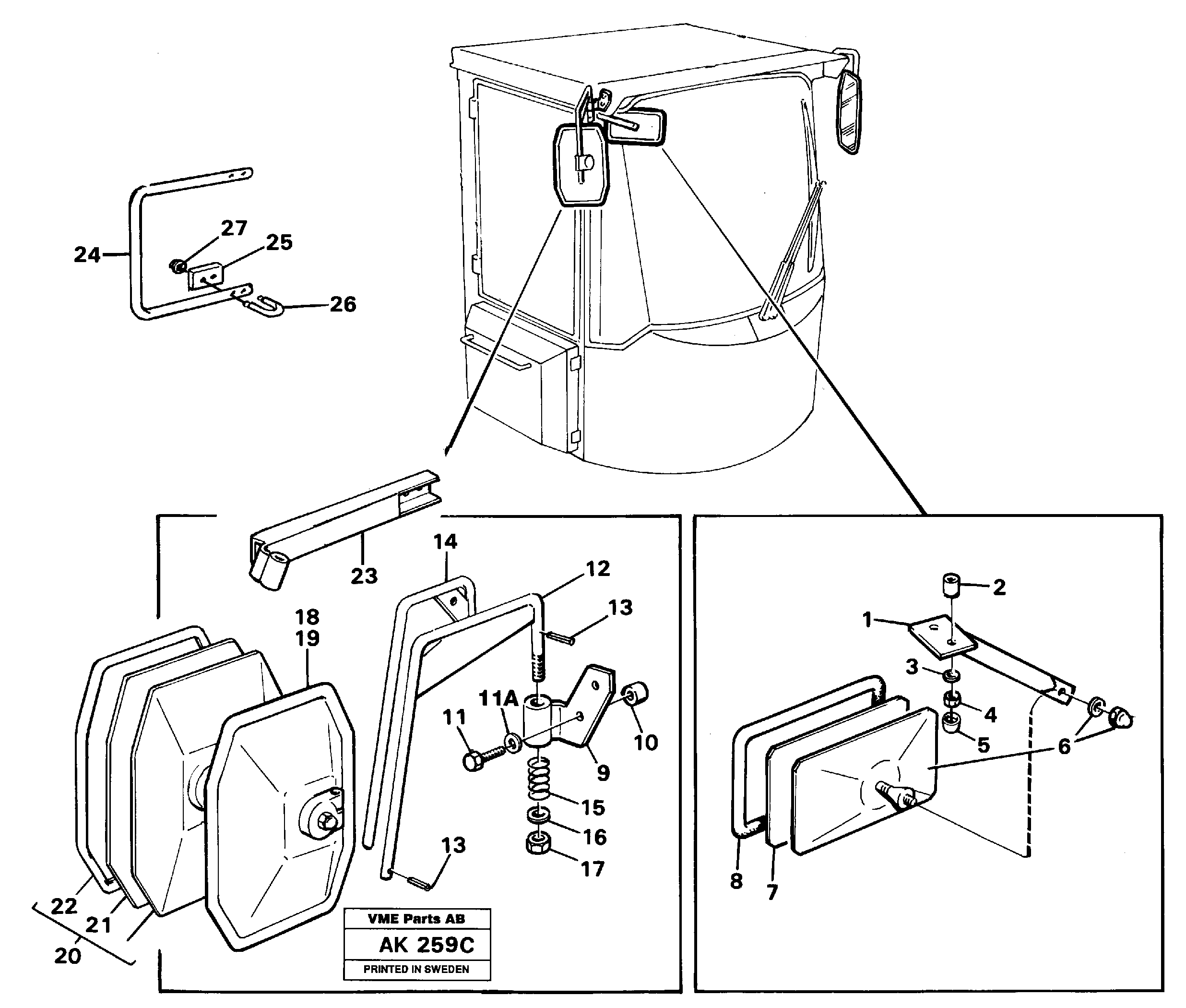Rear view mirror — volvo parts diagram
