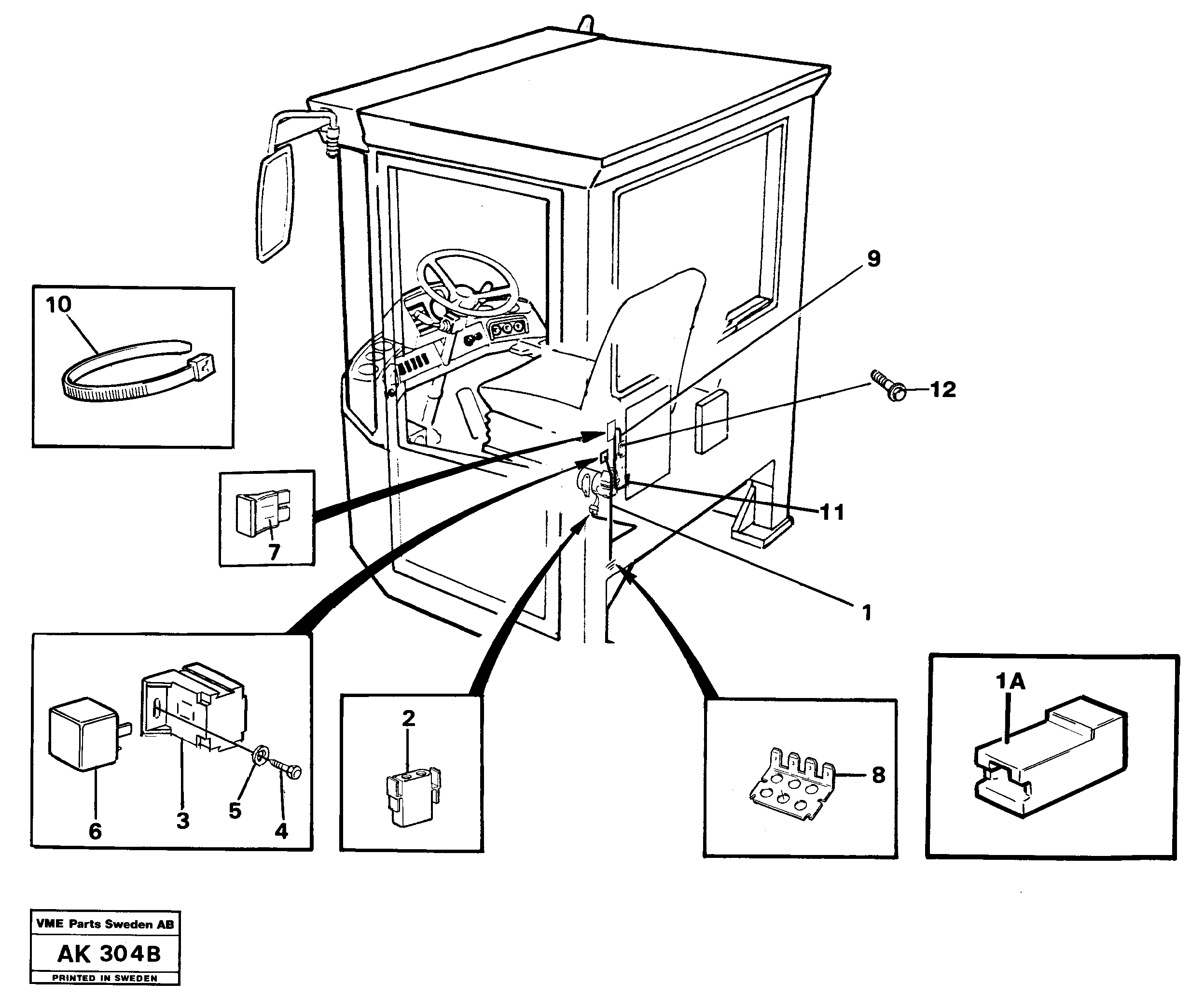 Cable harness, air-suspensioned seat.  94911 — volvo parts diagram