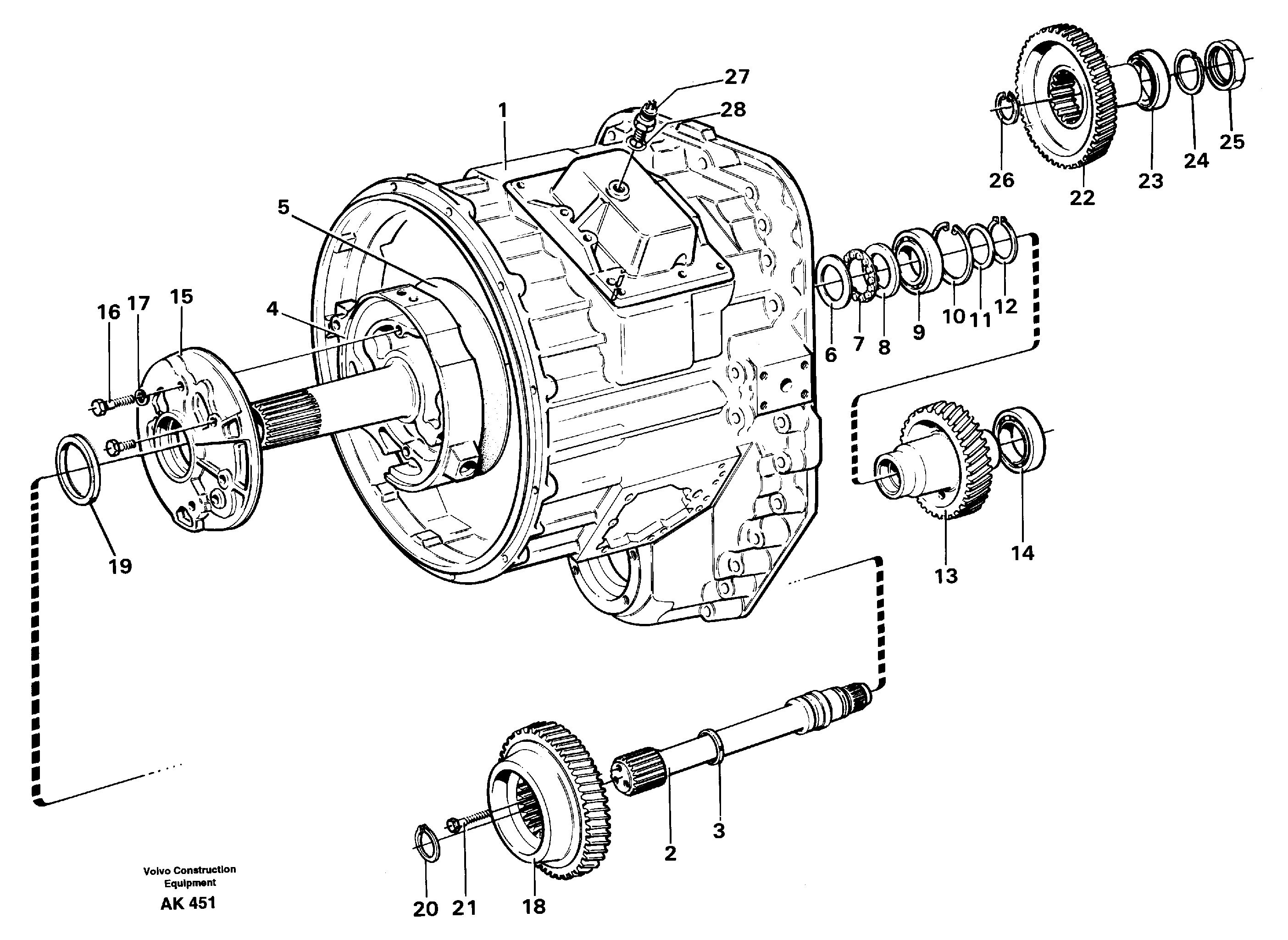 Converter housing, gears and shafts.  SER NO 1963 - ,   SER NO 60337 - USA — volvo parts diagram
