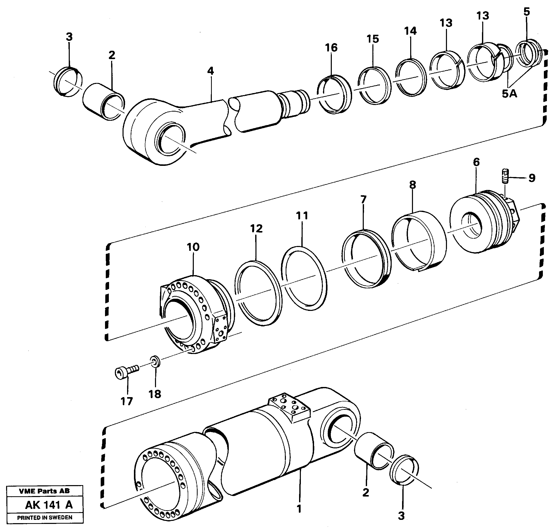 Hydraulic cylinder, tilt  STD,   USA,   33809 — volvo parts diagram