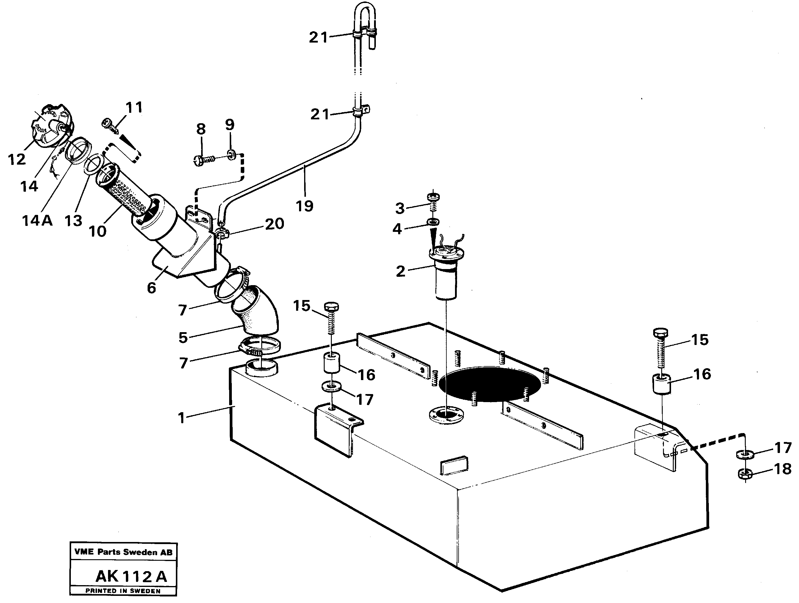 Fuel tank with fitting parts — volvo parts diagram