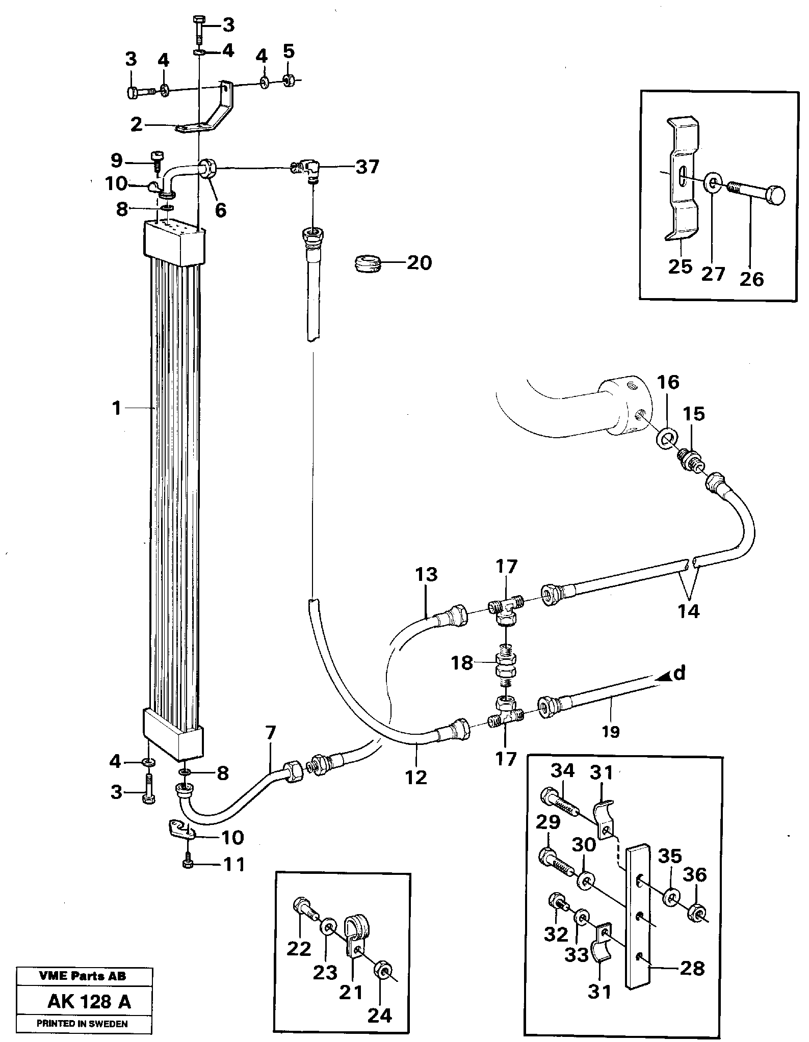 Hydraulic oil-cooler.  SER NO - 2169 / SER NO - 60386 USA — volvo parts diagram