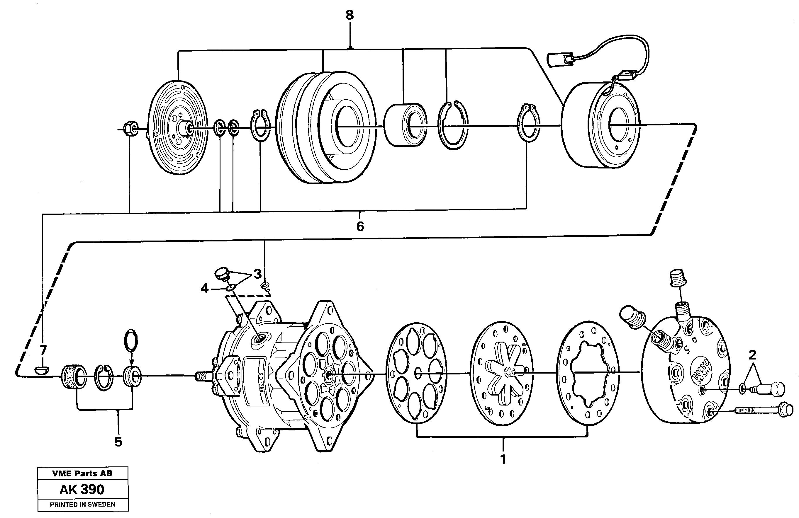 Compressor.  92246,   92792,   93448 — volvo parts diagram
