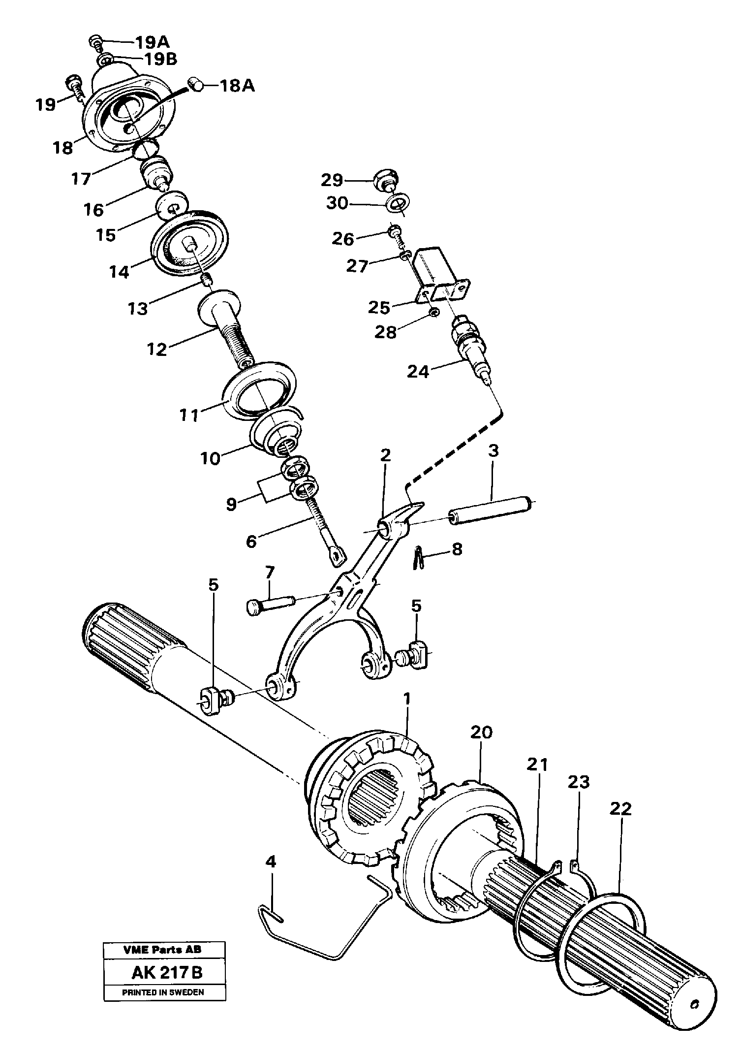 Differential lock  23823,   23839,   23842,   23852,   23854.   AWB 40 — volvo parts diagram