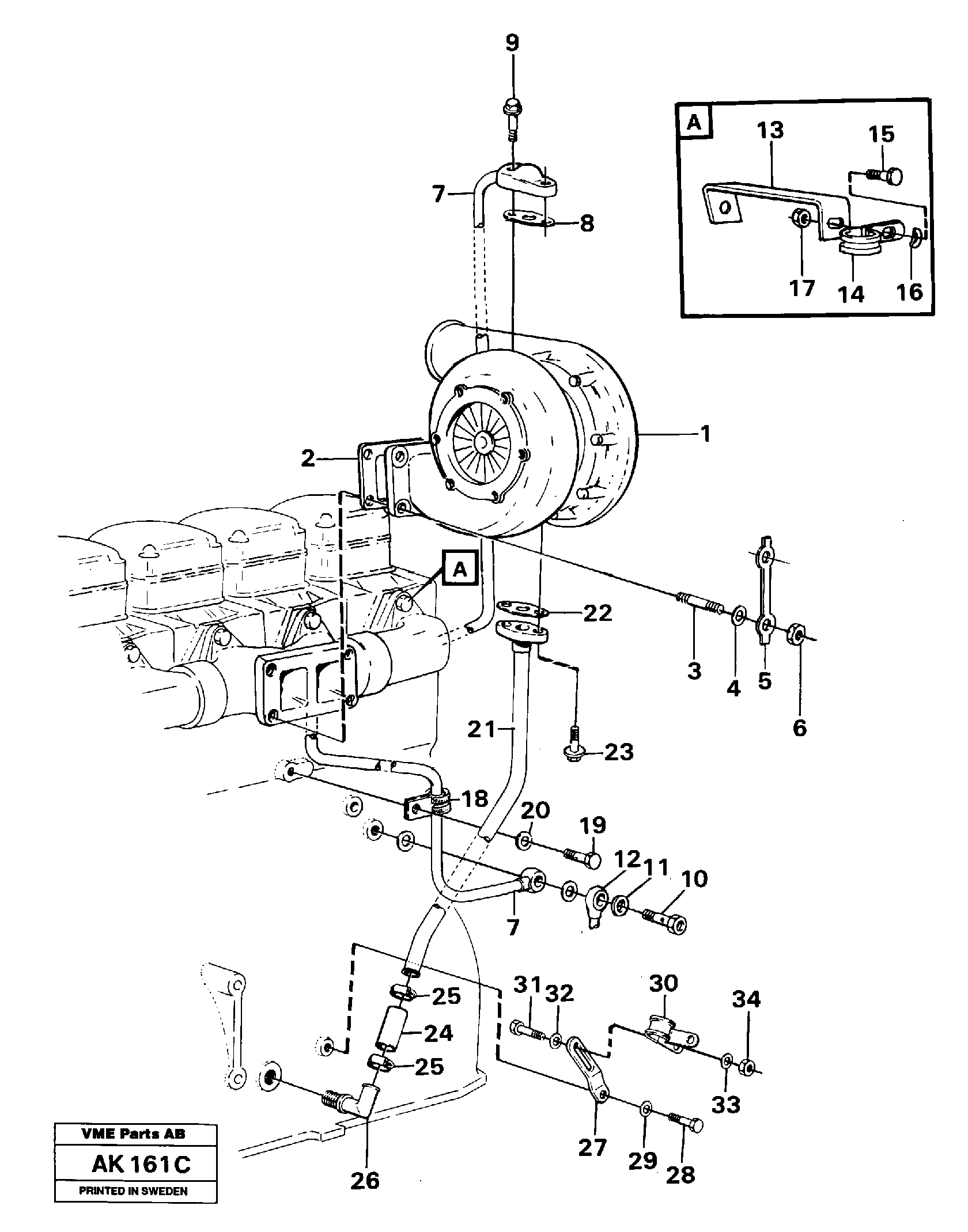 Turbocharger with fitting parts — volvo parts diagram