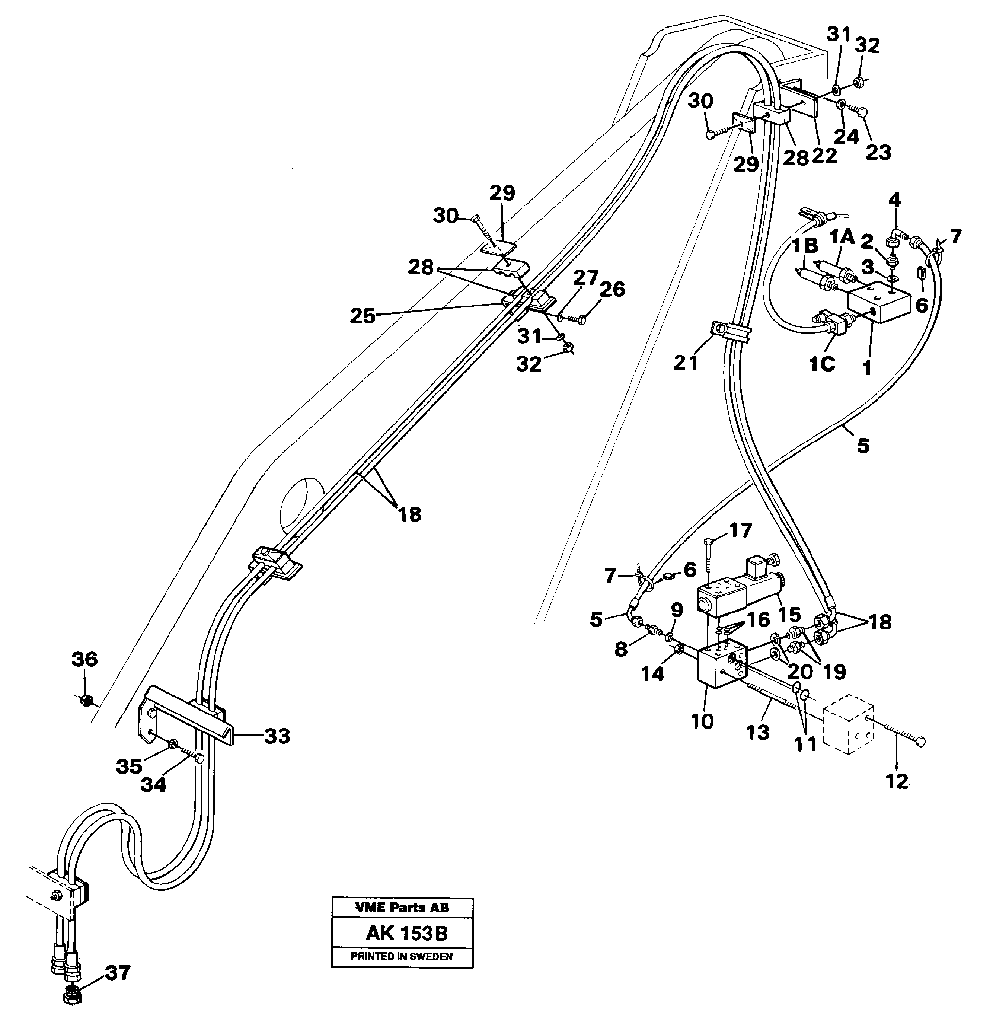 Hydraulic system for attachment bracket.  91718,   94657,   94658,   94659,   94467 — volvo parts diagram
