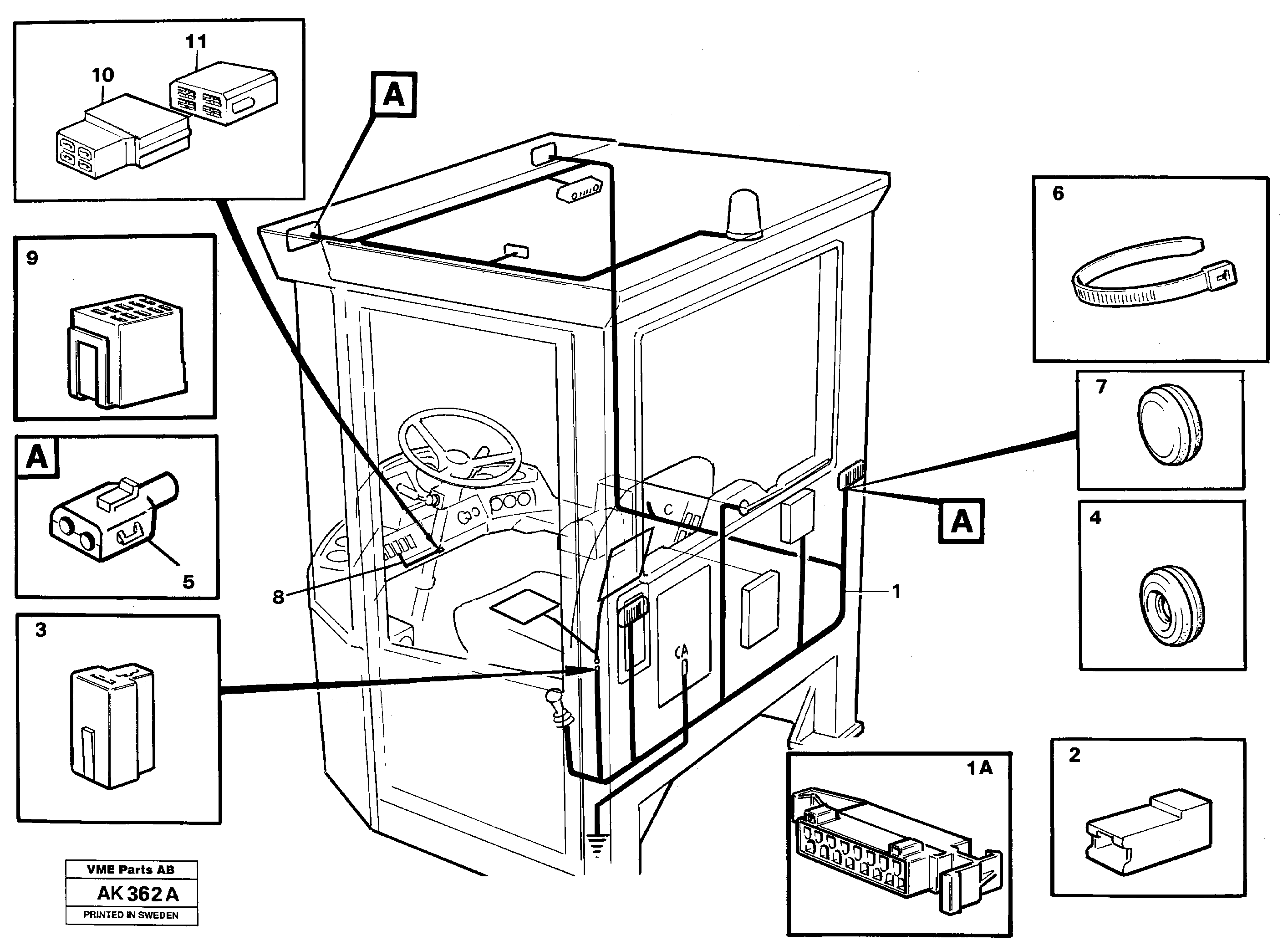 Cable harnesses, cab — volvo parts diagram