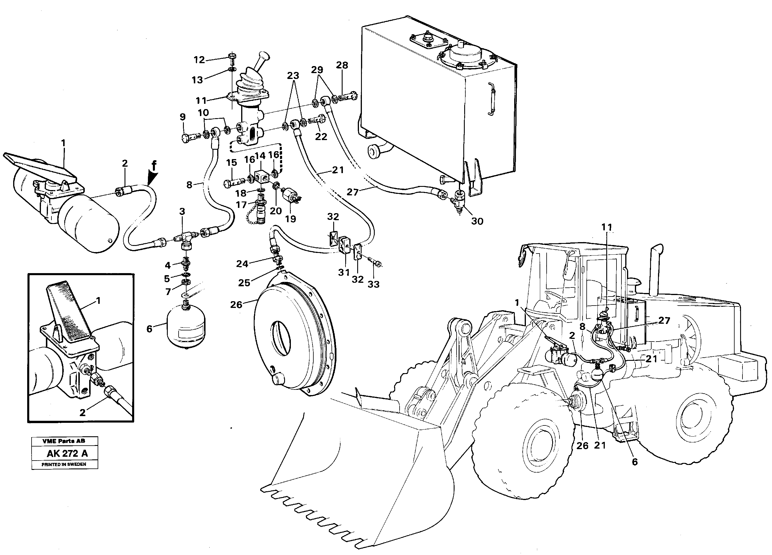Brake hoses: parking brake.  SER NO - 1261,   SER NO - 60062 USA — volvo parts diagram