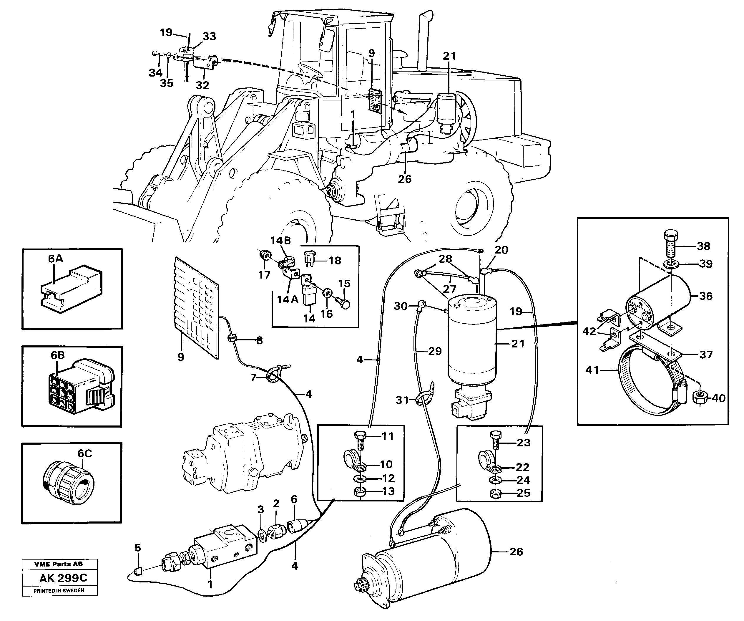 Cable harness, secondary steering system.  92107,   93500 — volvo parts diagram
