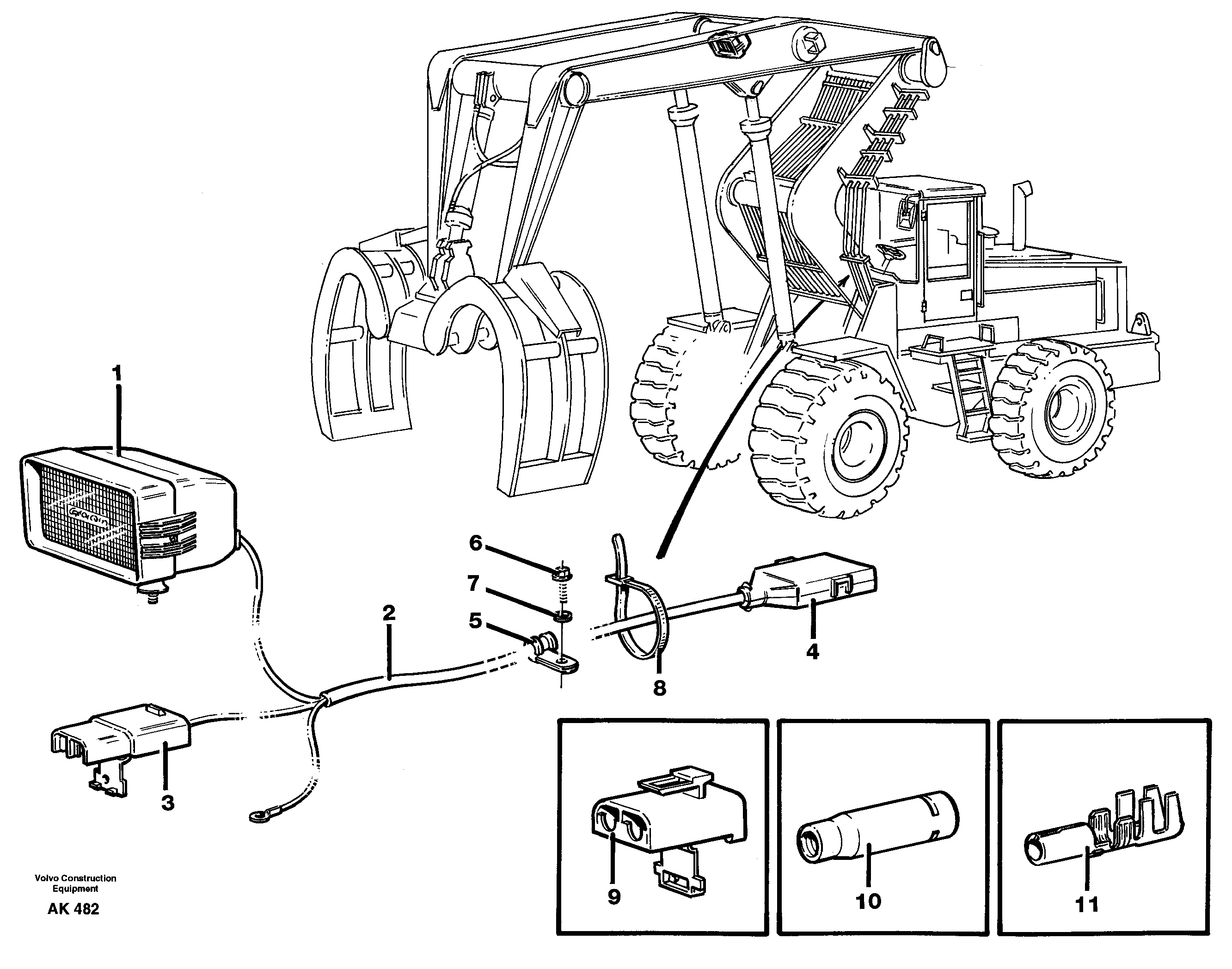 Cable harness, work lights.  92446 — volvo parts diagram