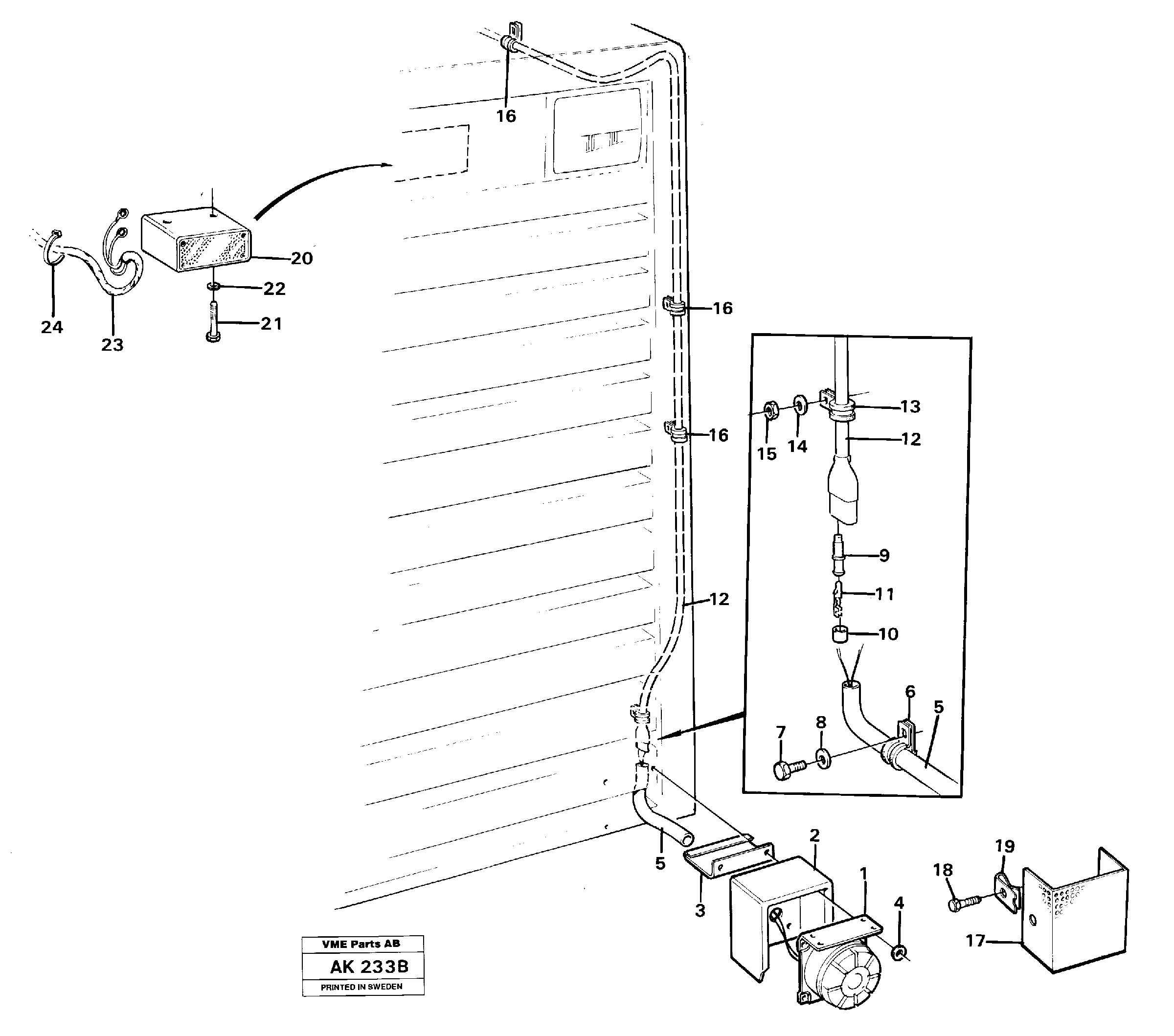 Back-up warning unit.  91935,   93521 — volvo parts diagram
