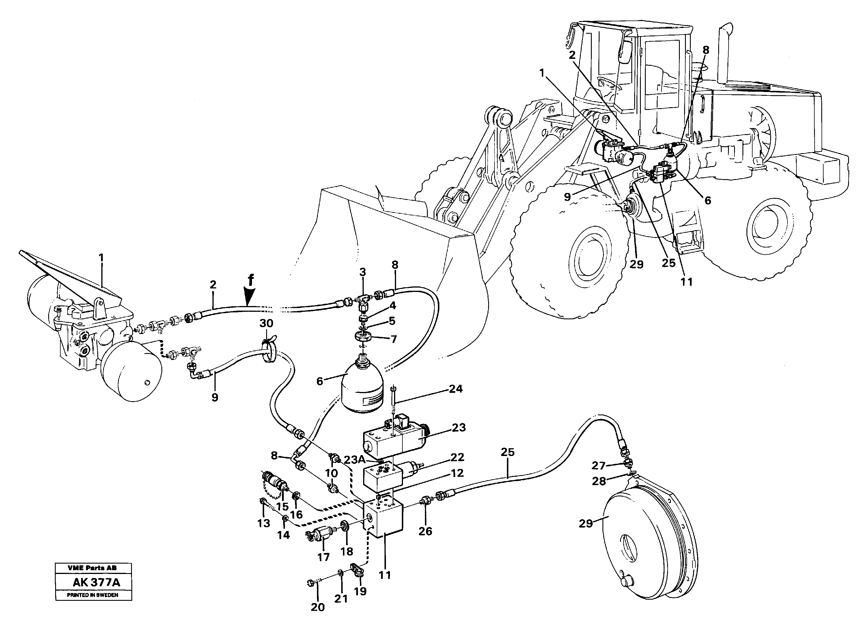 Brake hoses: parking brake.  SER NO 1262 - ,   SER NO 60063 - USA — volvo parts diagram