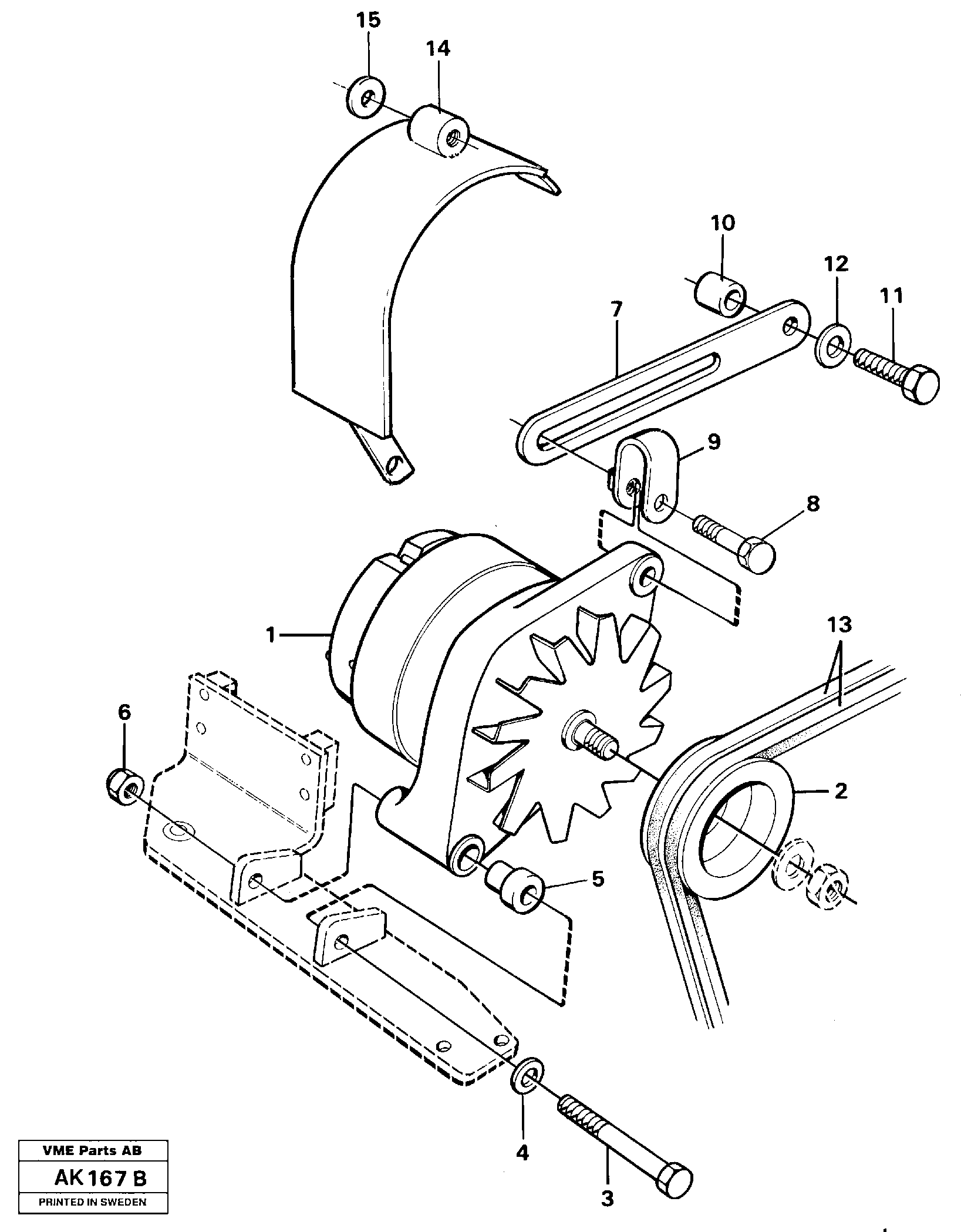 Alternator with assembling details — volvo parts diagram
