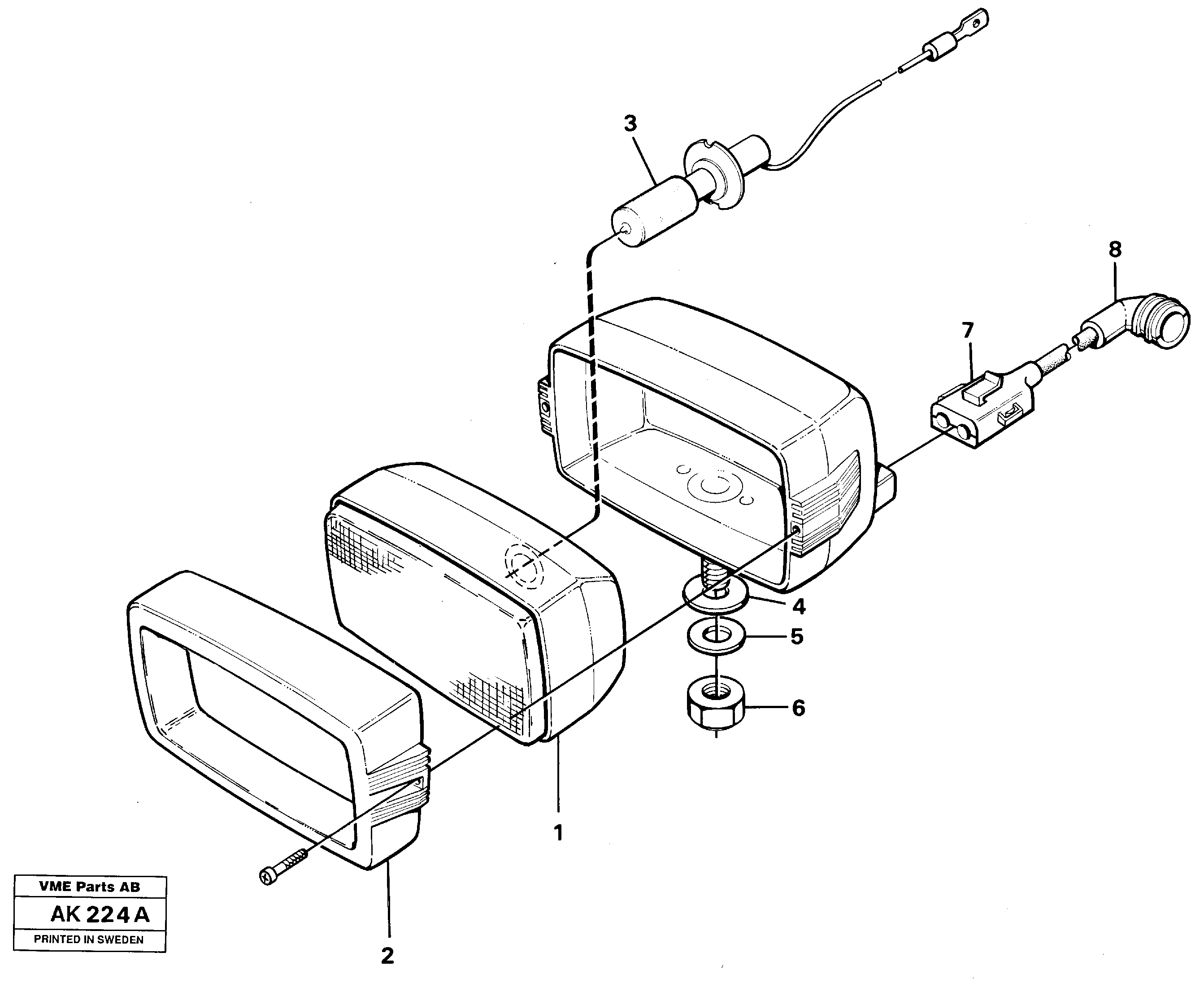 Work lights, front.  91847 — volvo parts diagram