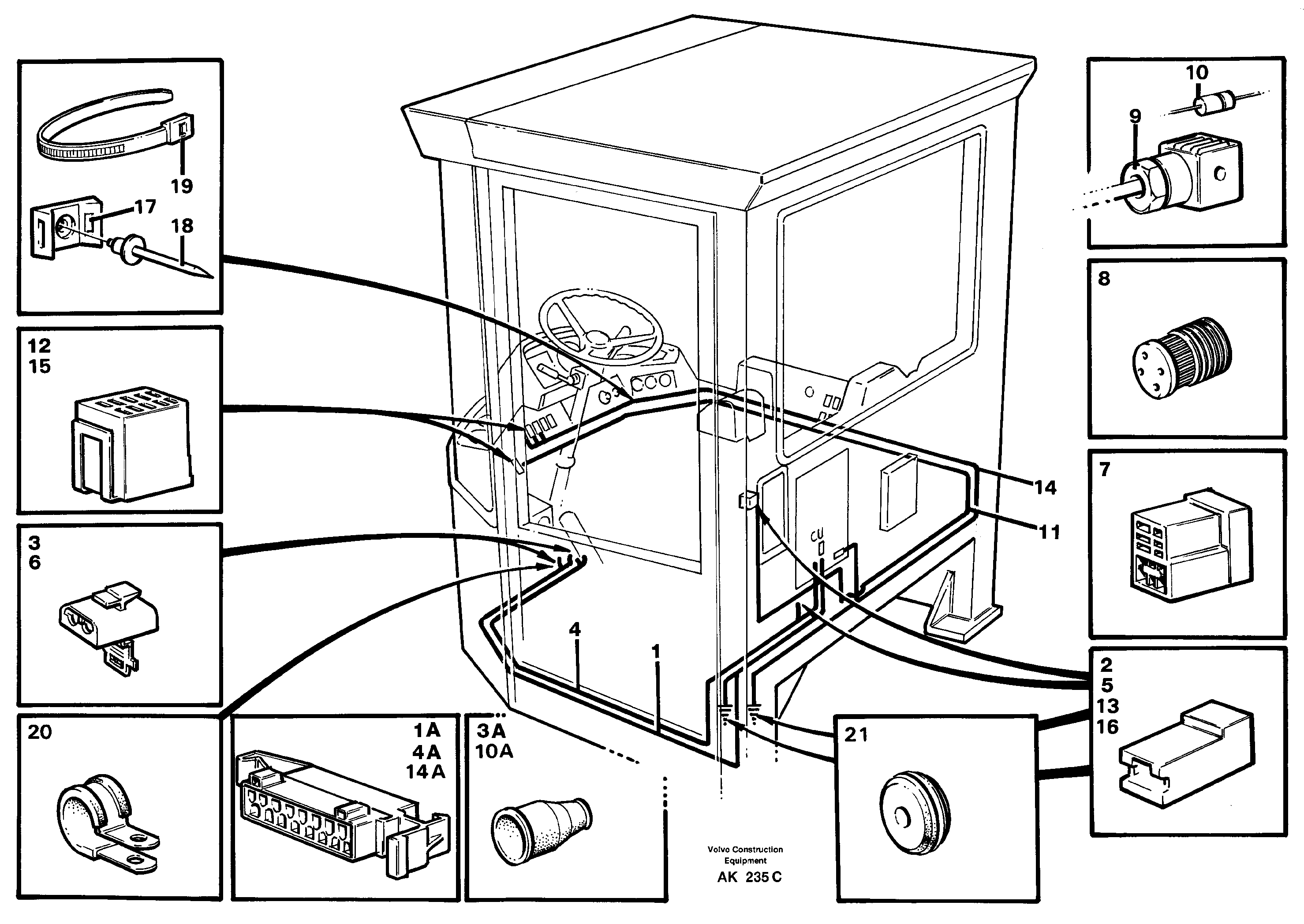 Cable harnesses, cab — volvo parts diagram