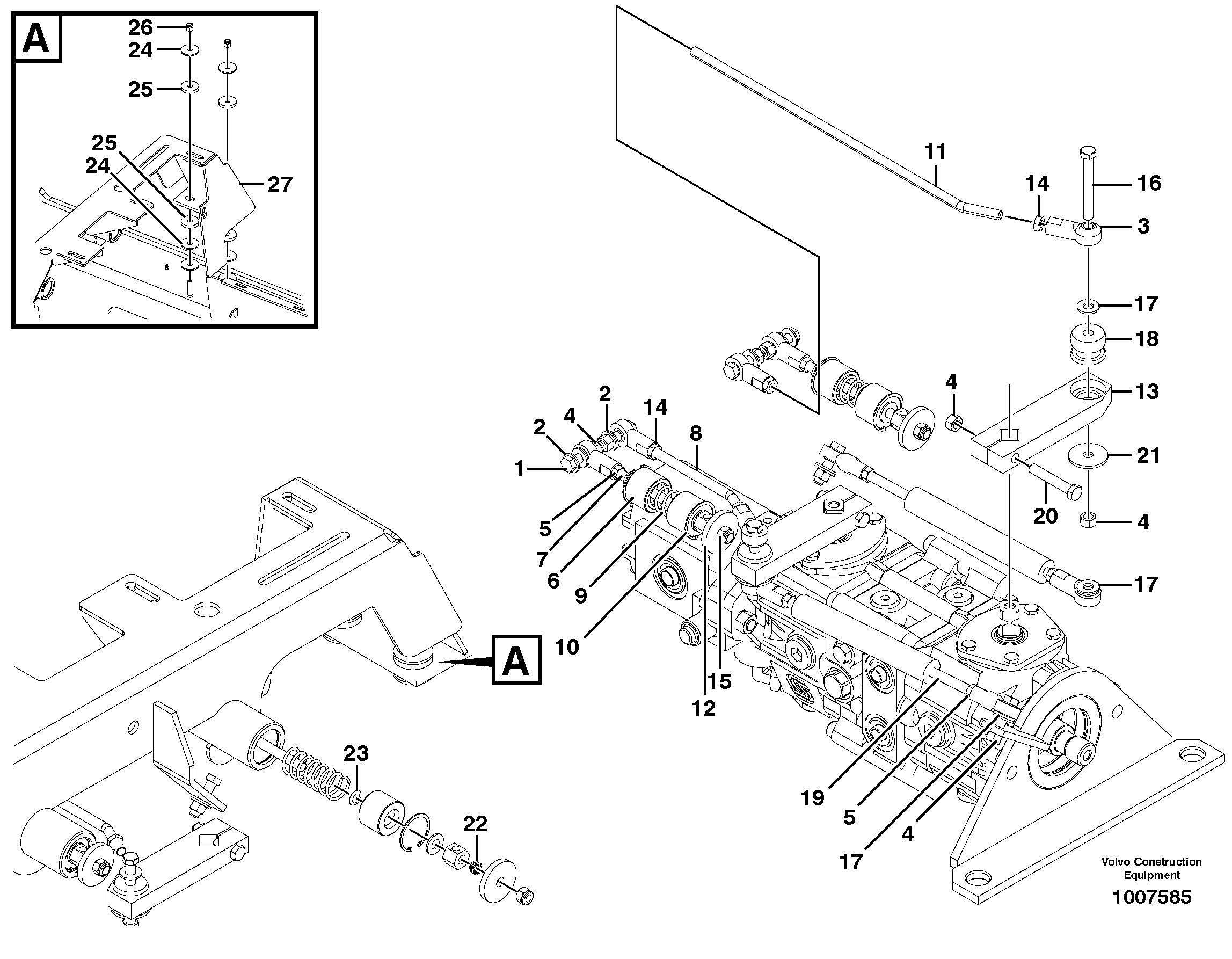 Auxiliary control levers, forward/reverse — volvo parts diagram