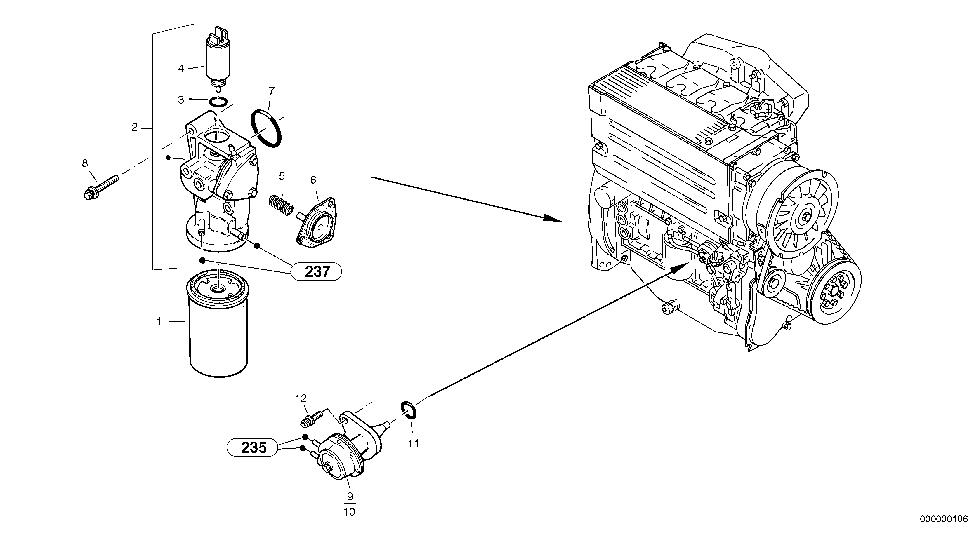 Fuel filter - Feed pump — volvo parts diagram
