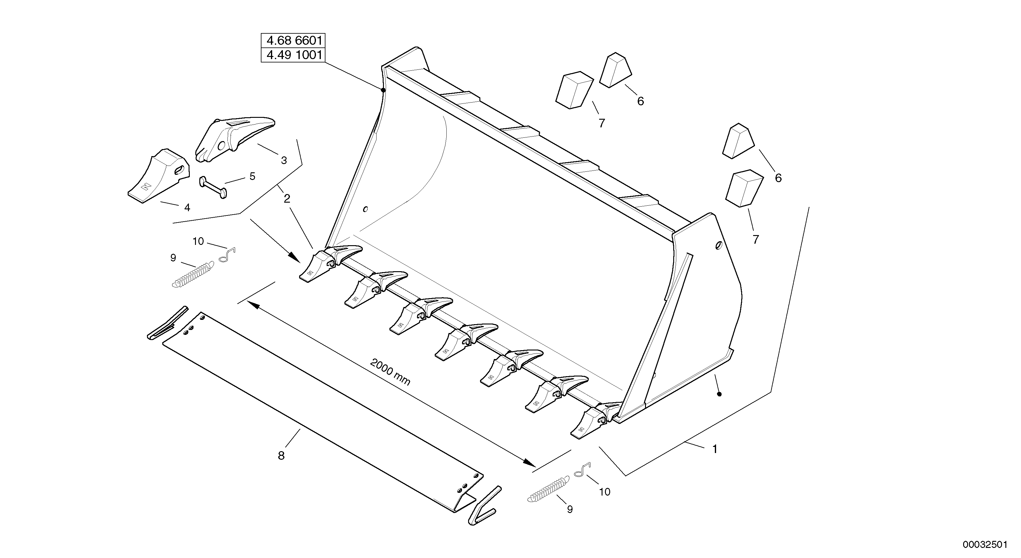 Bucket with teeth - Tpz — volvo parts diagram