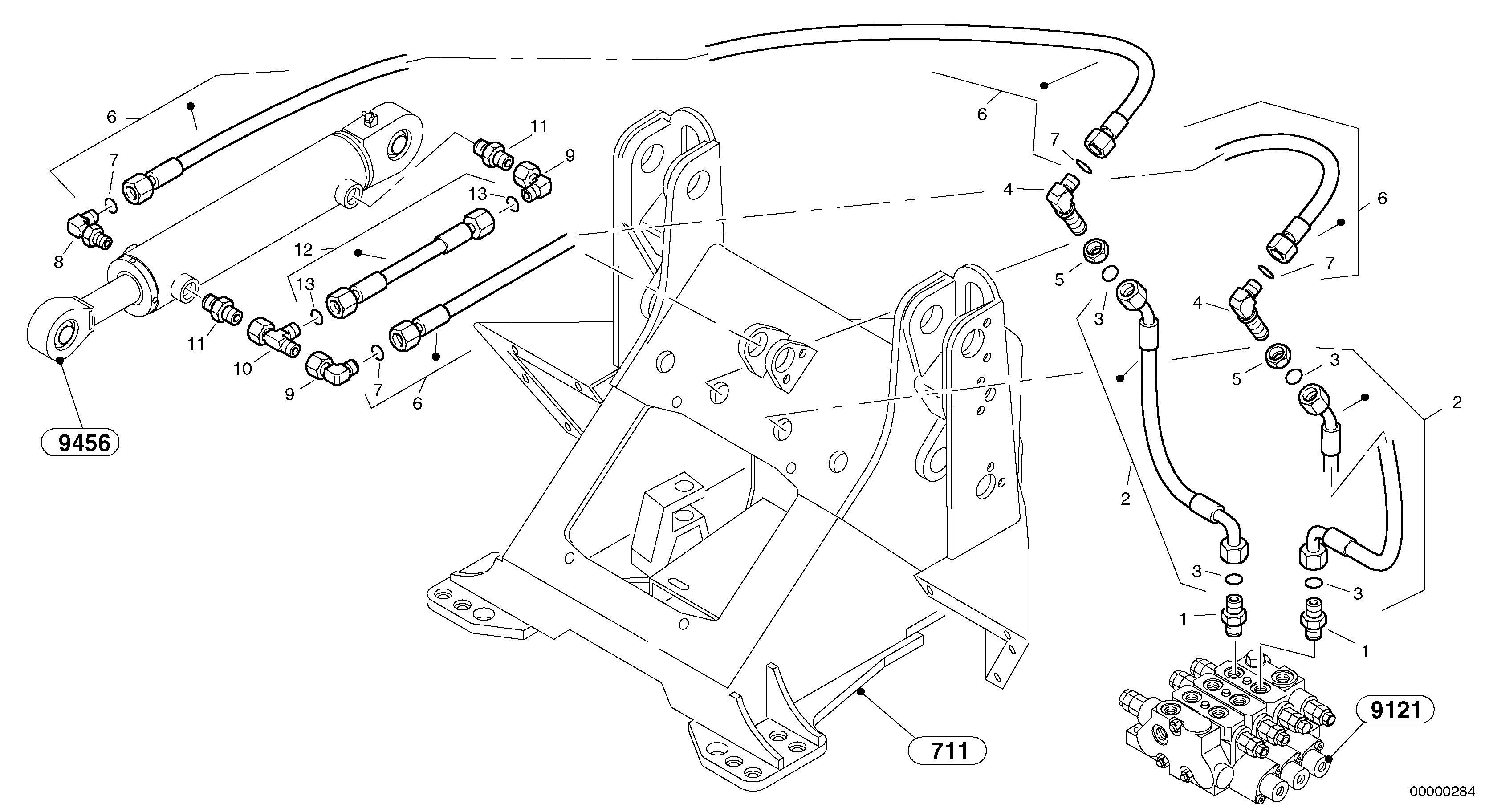 Hydraulic lines - tilt hydraulic — volvo parts diagram