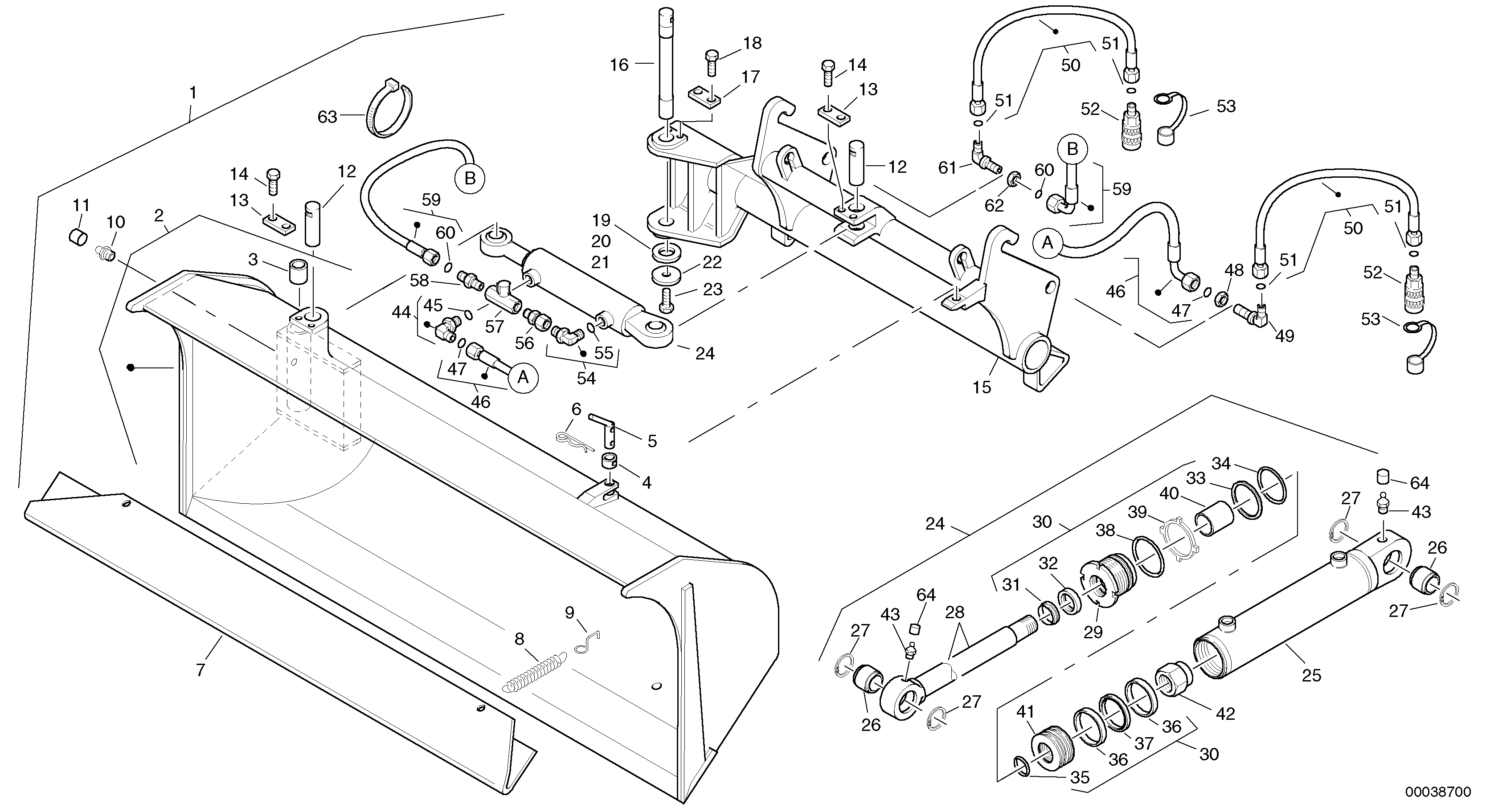 Side tip bucket - 1,1 m³ — volvo parts diagram