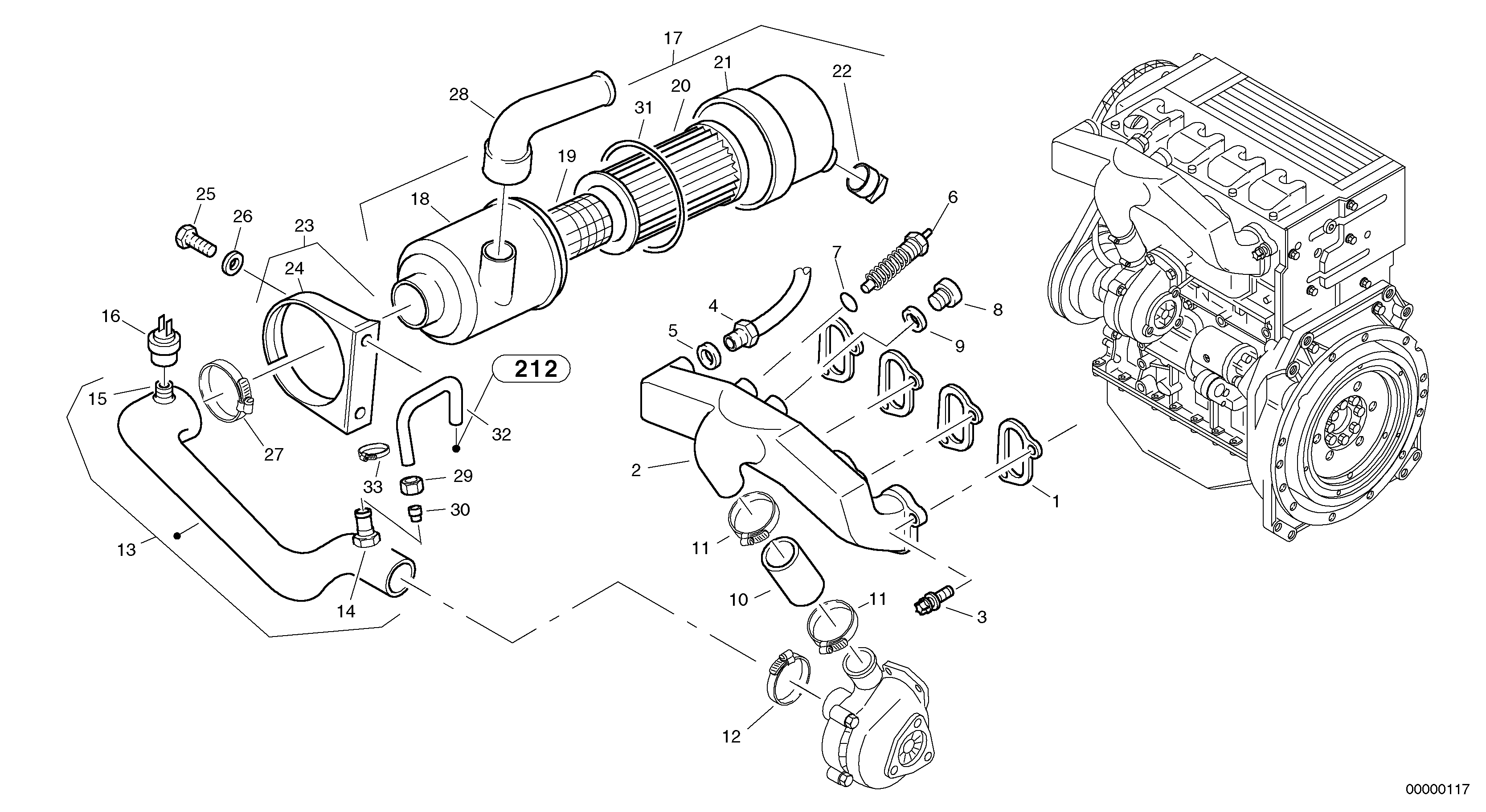 Suction system, filter — volvo parts diagram