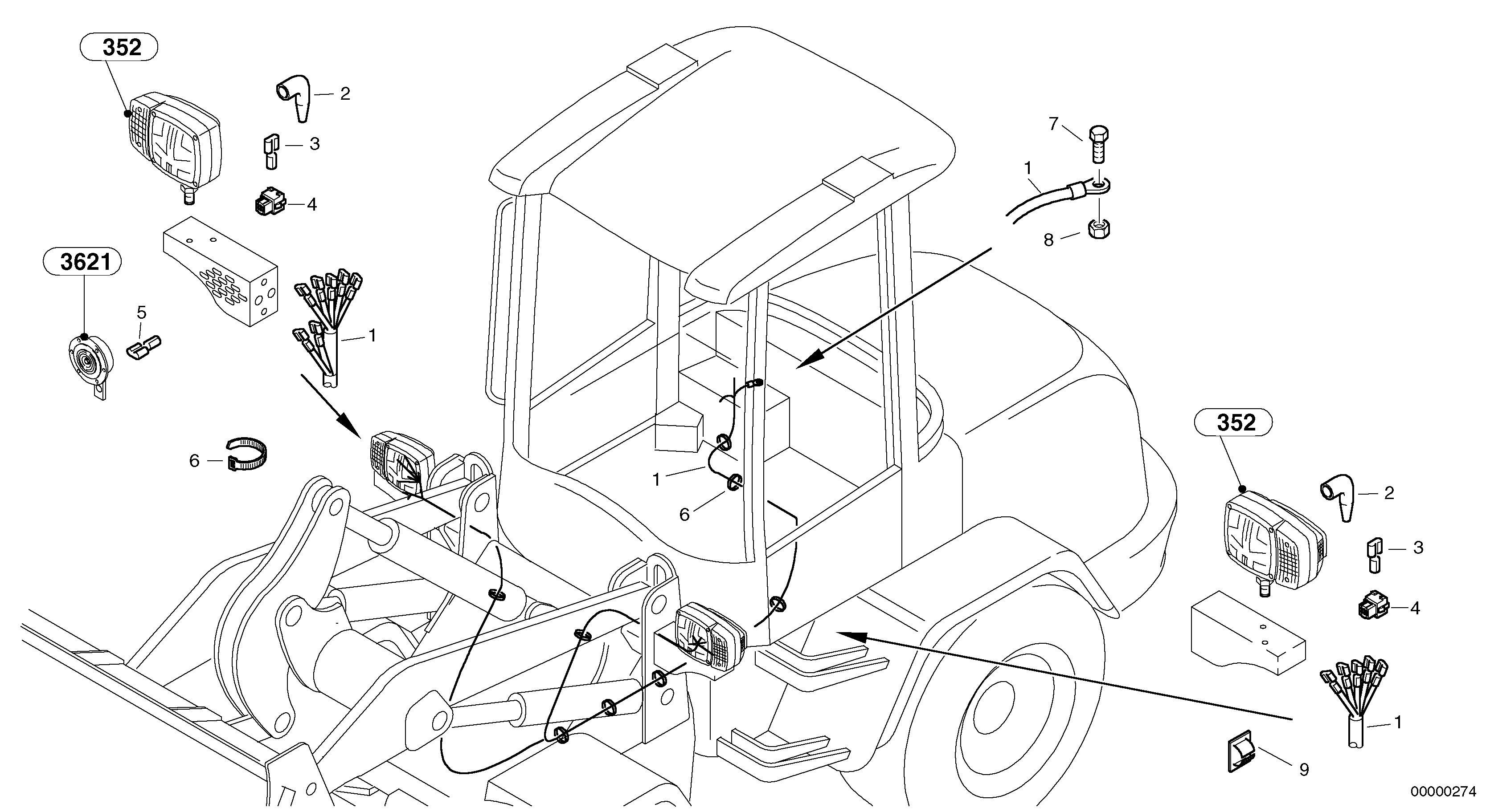 Cable tree, front — volvo parts diagram