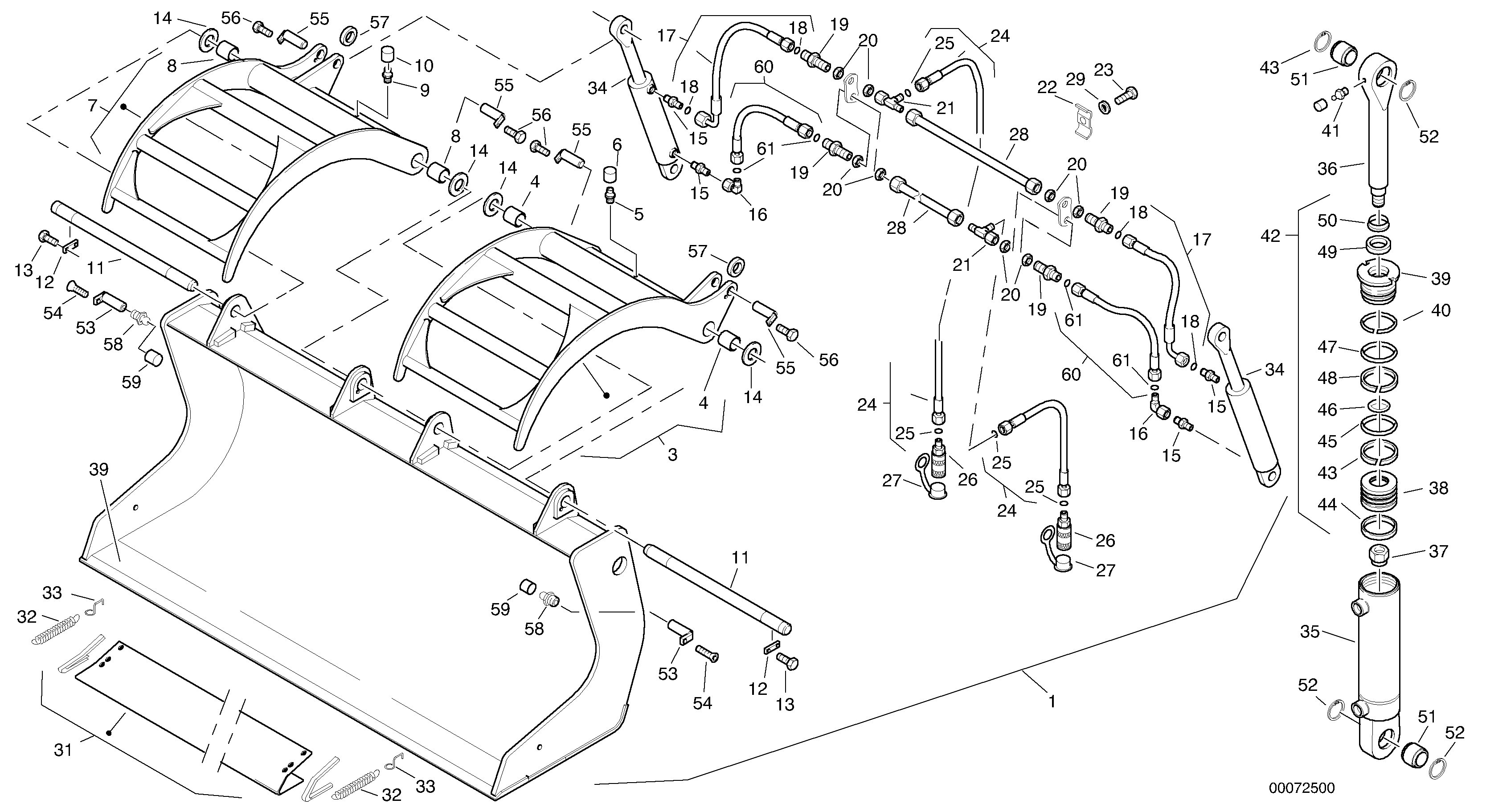 Scrap bucket, 1.0 m³ - 2000 mm broad — volvo parts diagram
