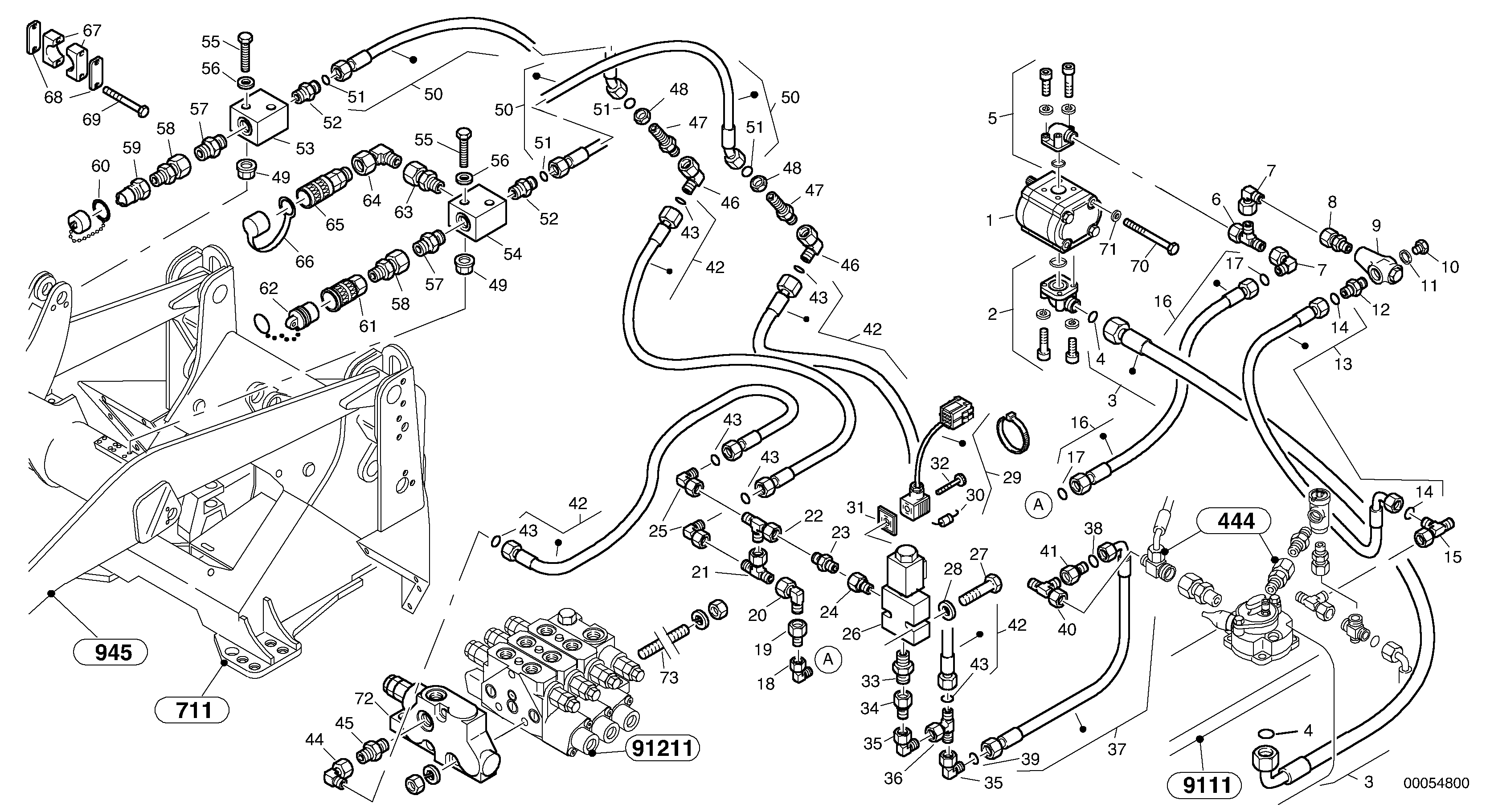 Auxil. pomp with lines — volvo parts diagram