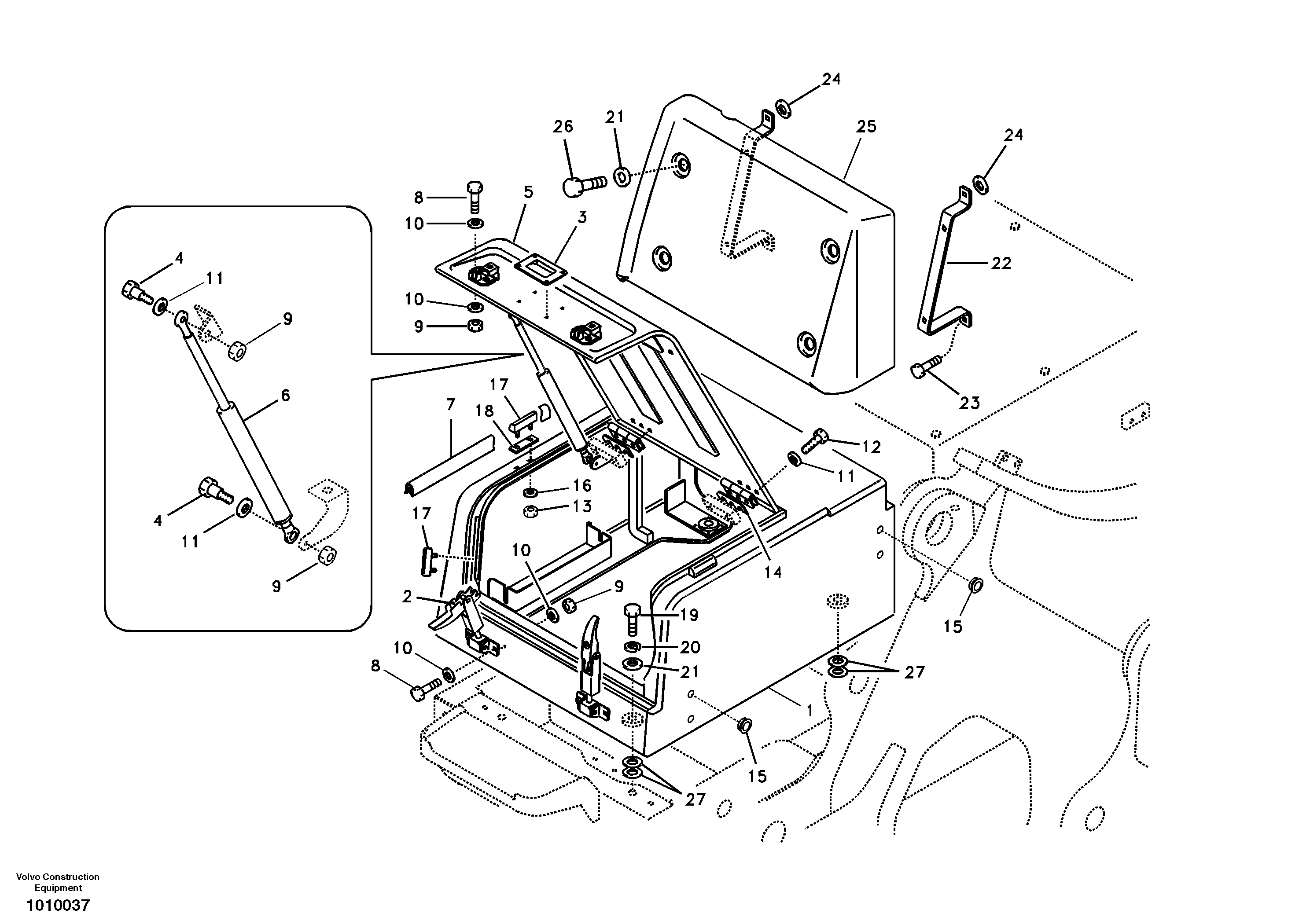 Tool box, cowl — volvo parts diagram
