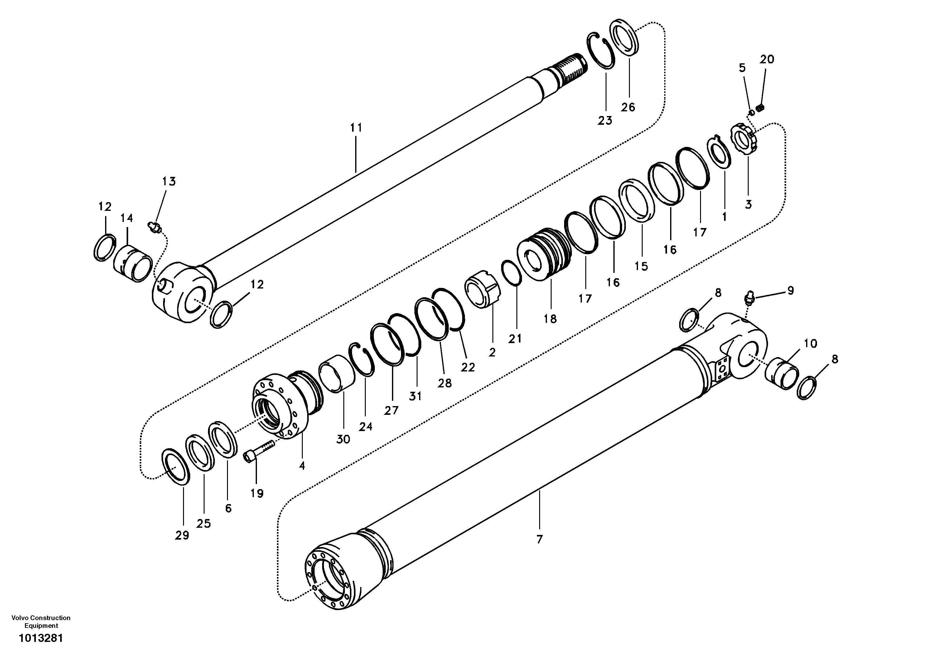 Bucket cylinder, long reach — volvo parts diagram