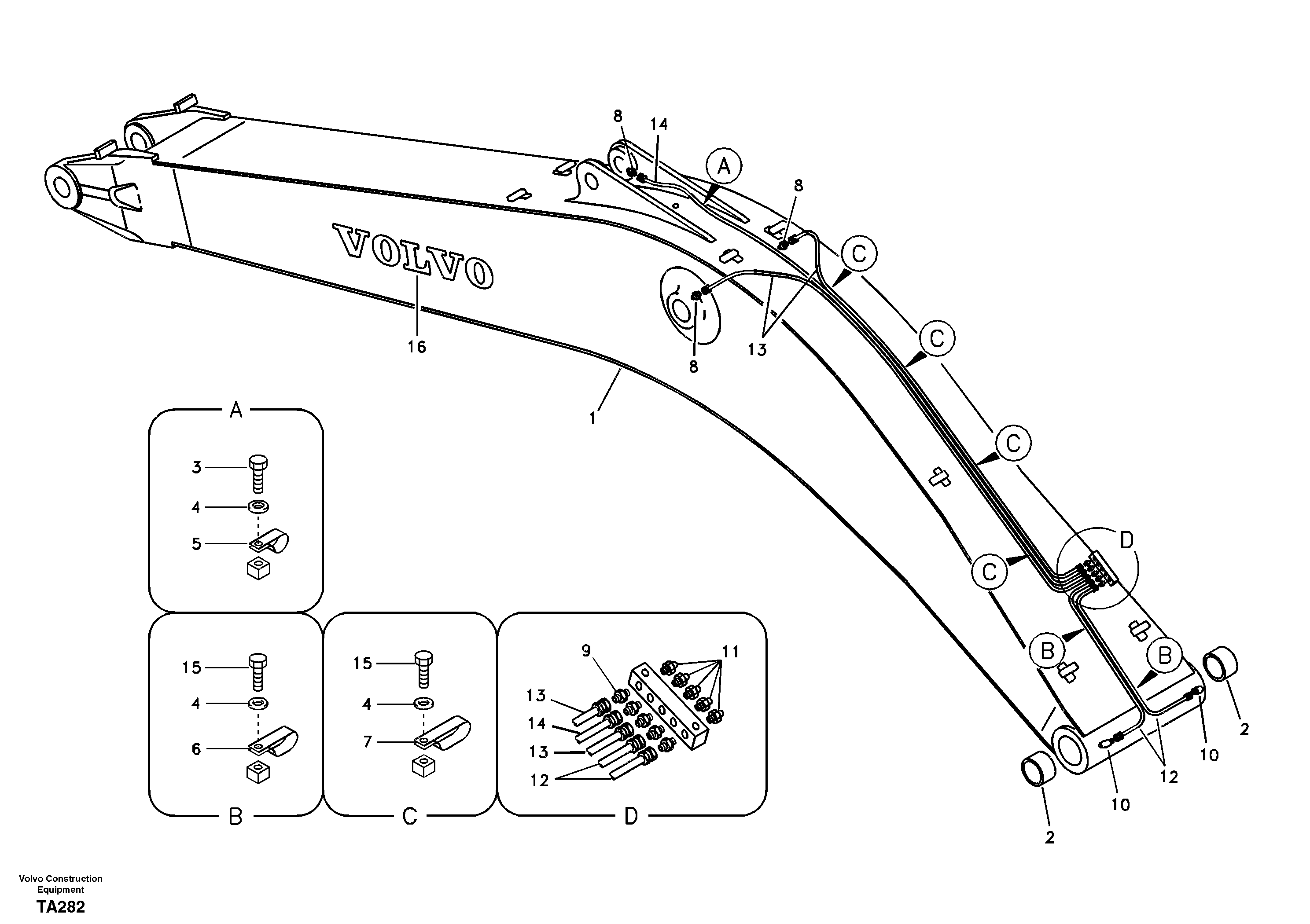 Boom and grease piping — volvo parts diagram