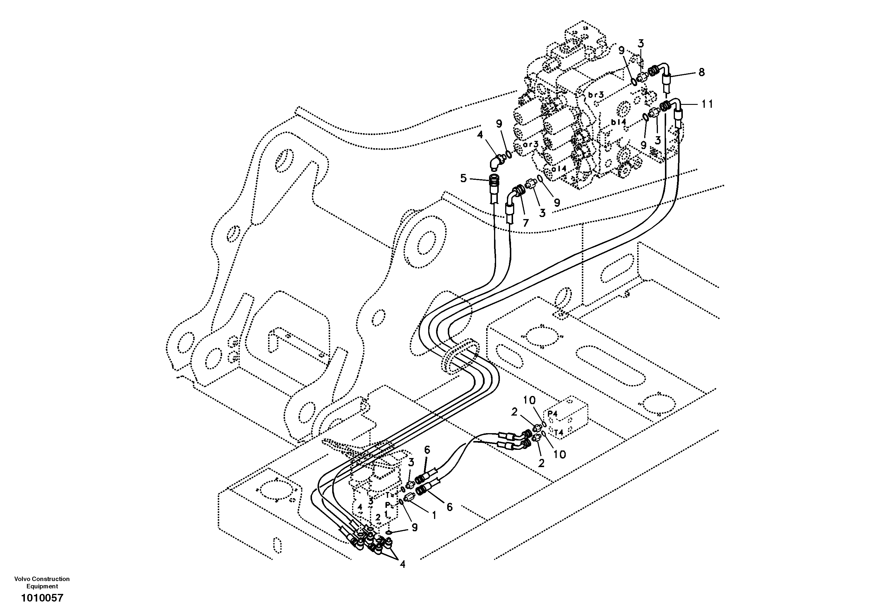 Servo system, control valve to remote control valve pedal — volvo parts diagram