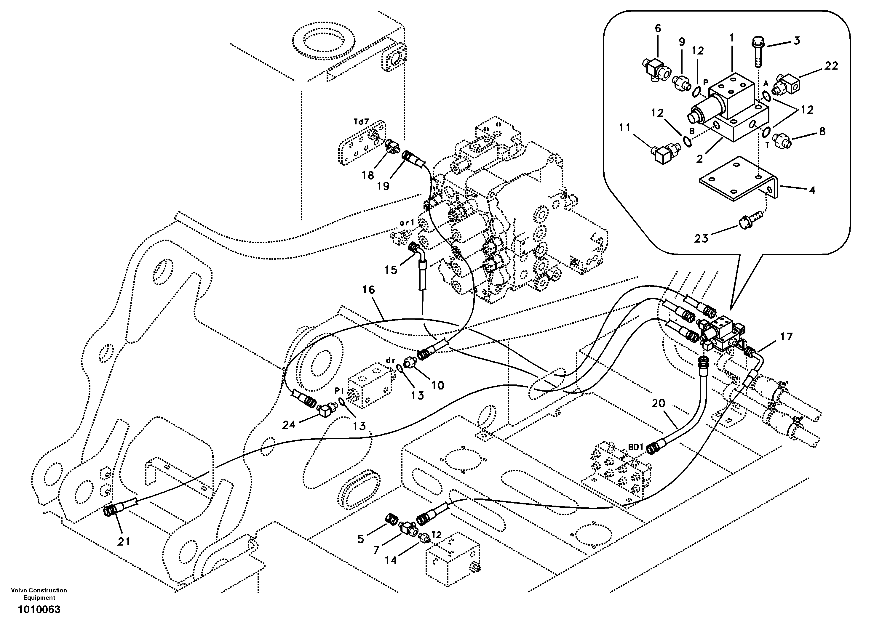 Servo system, control valve to solenoid valve — volvo parts diagram