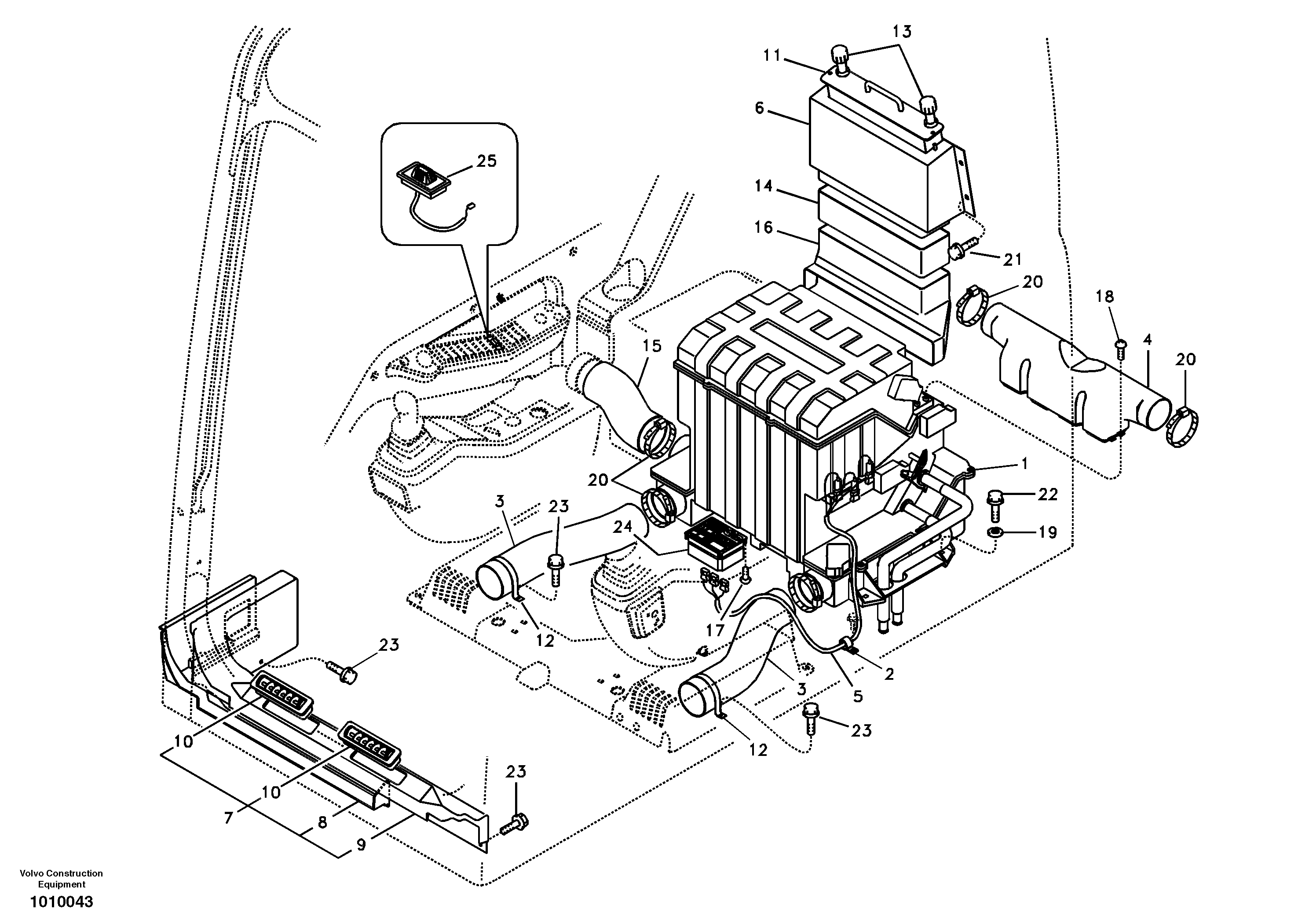 Air duct in cabin and cabin floor — volvo parts diagram