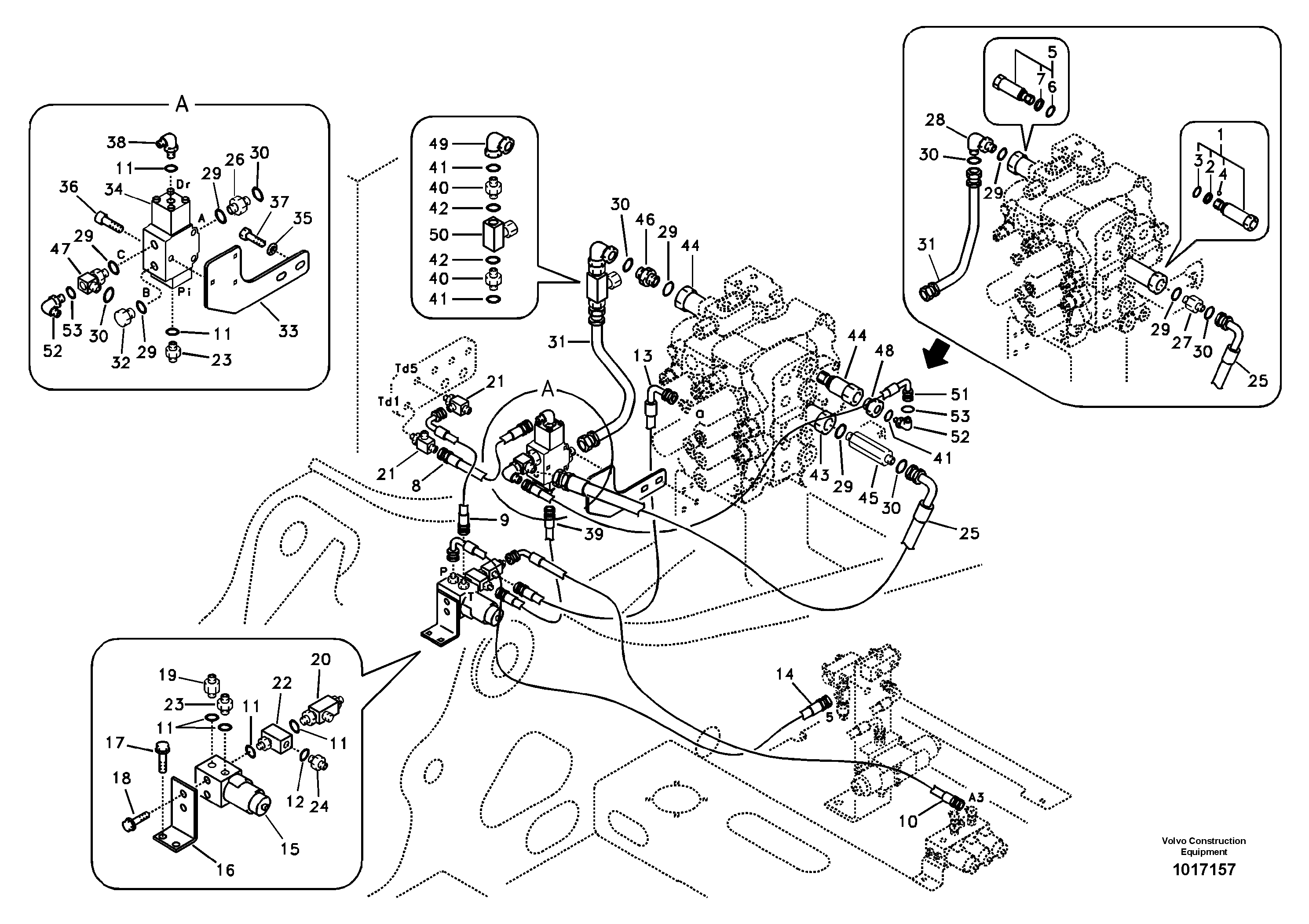 Working hydraulic, hammer and shear for 2nd pump flow — volvo parts diagram
