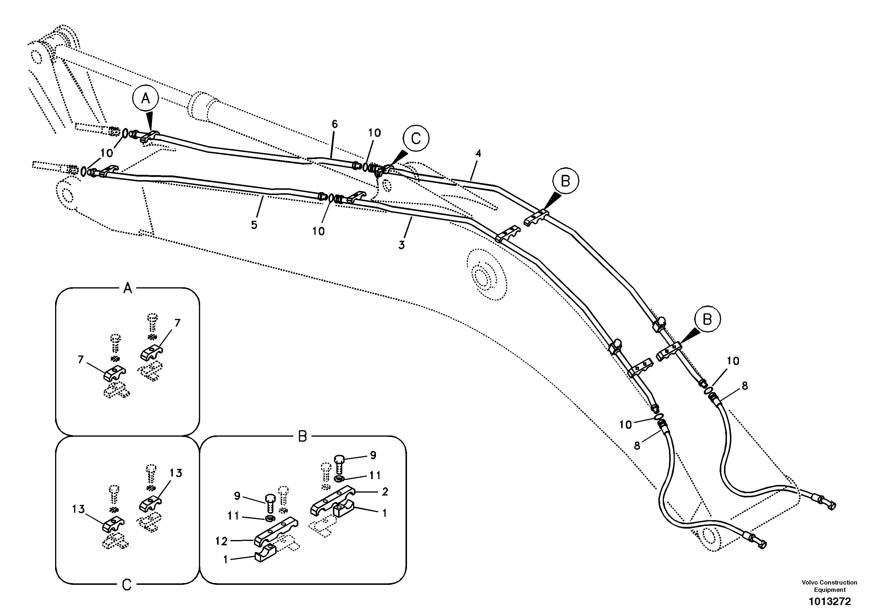 Working hydraulic, hammer and shear for boom — volvo parts diagram